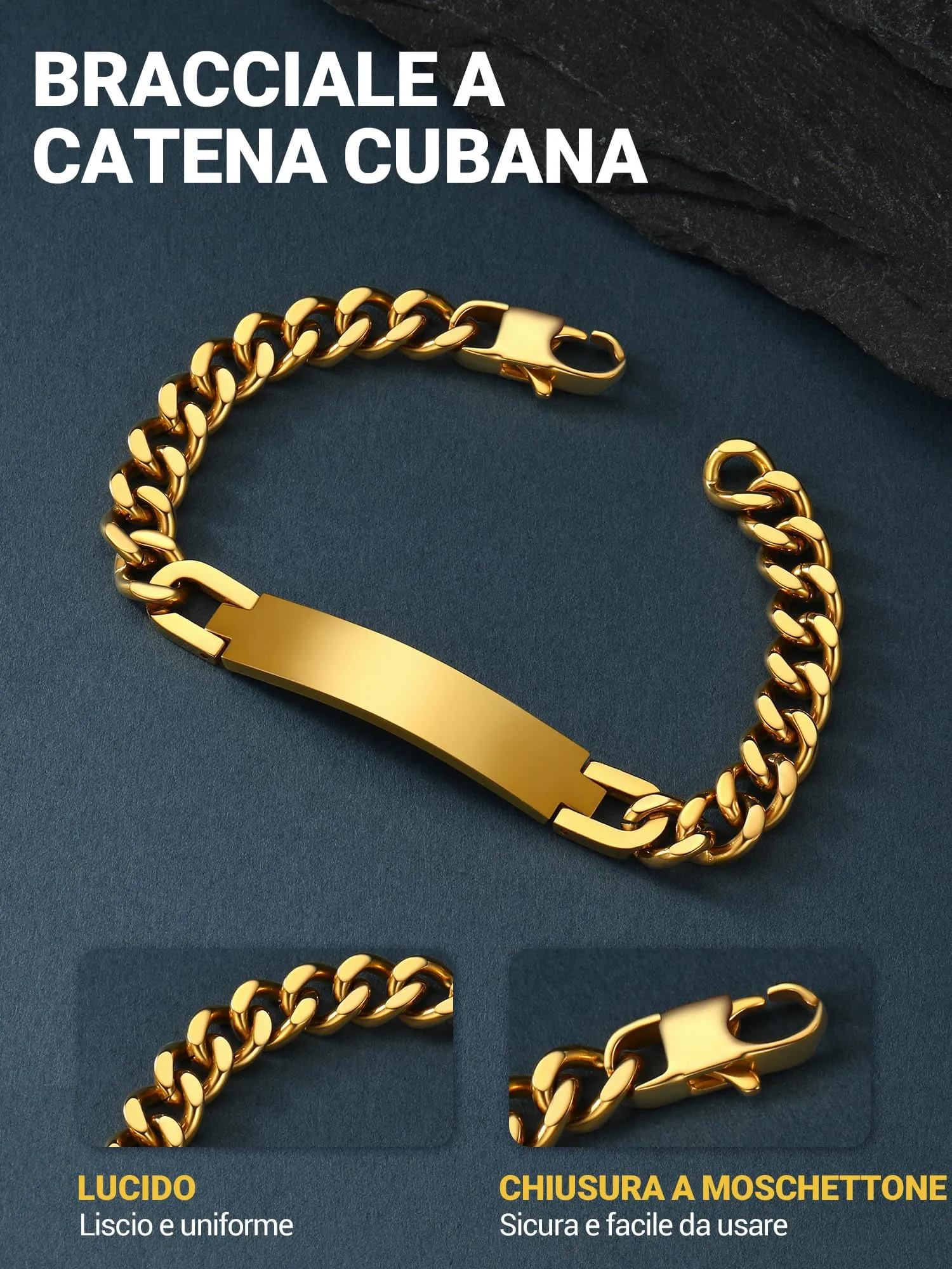 PROSTEEL Bracciale Unisex in Acciaio Inossidabile 316L Placcato Oro 18k Nero - immagine 3