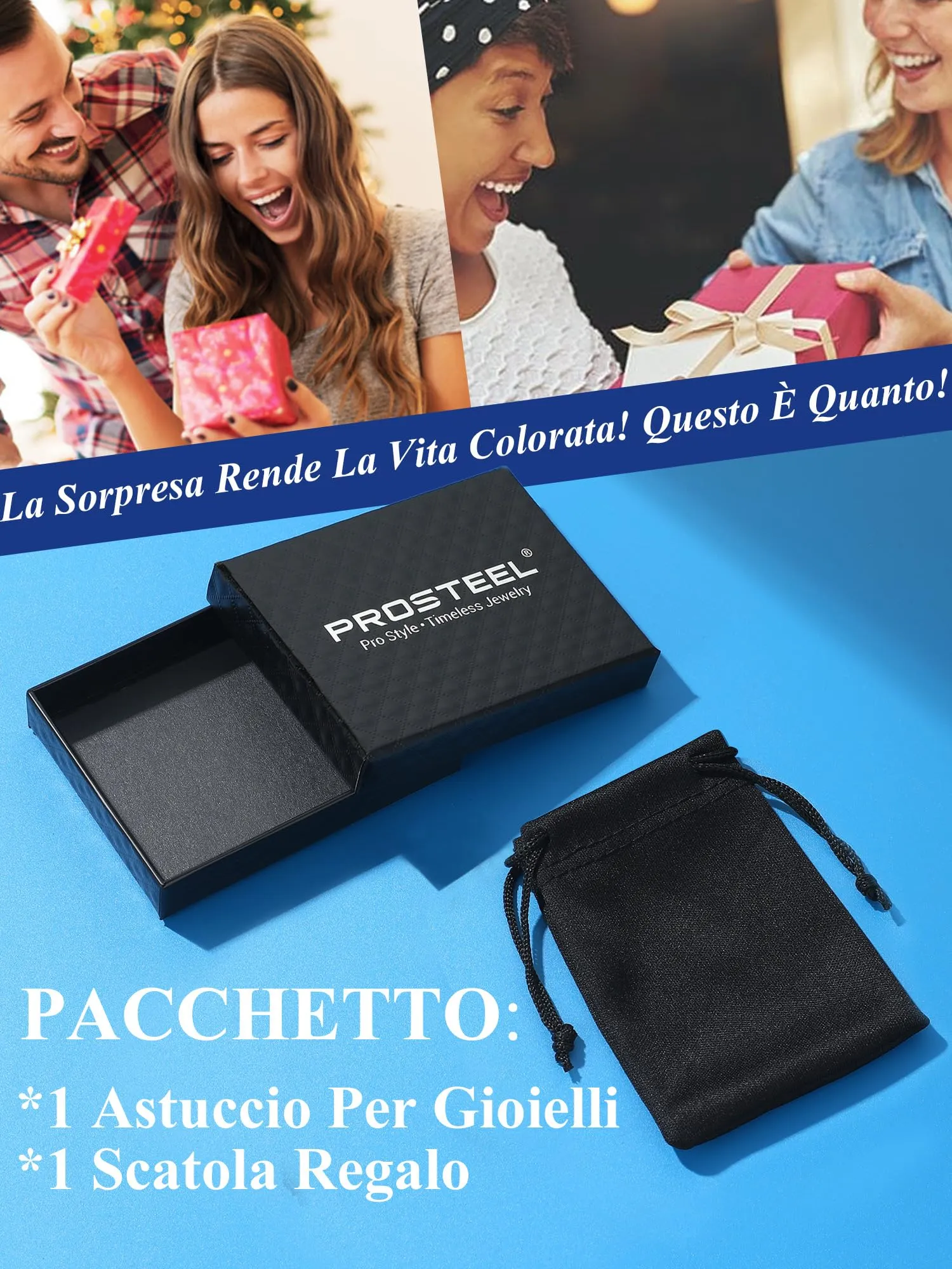 PROSTEEL Bracciale Unisex in Acciaio Inossidabile 316L Placcato Oro 18k Nero - immagine 7