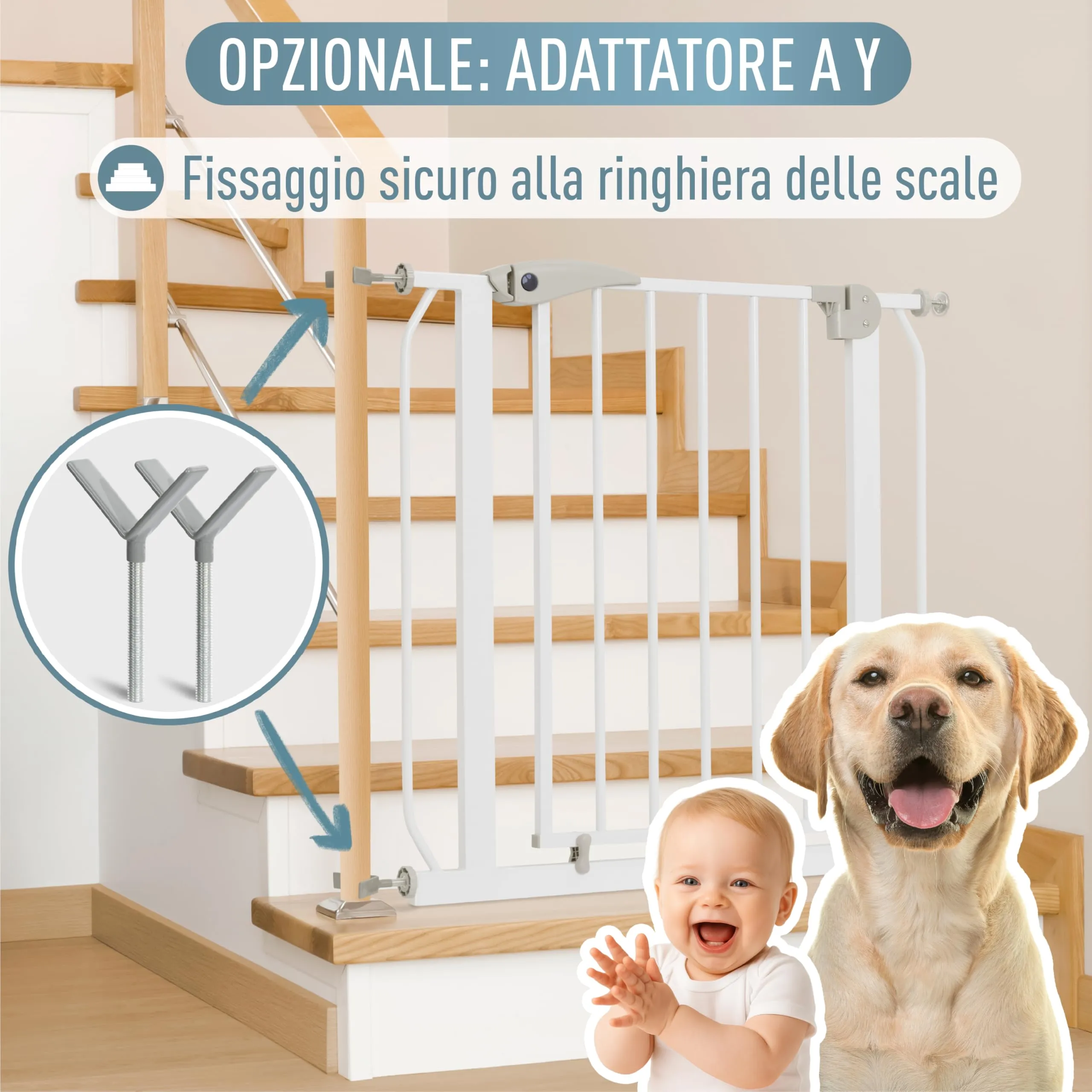 IB-Style Cancelletto di Sicurezza Berrin per Bambini, 113-121 cm, Bianco - immagine 7