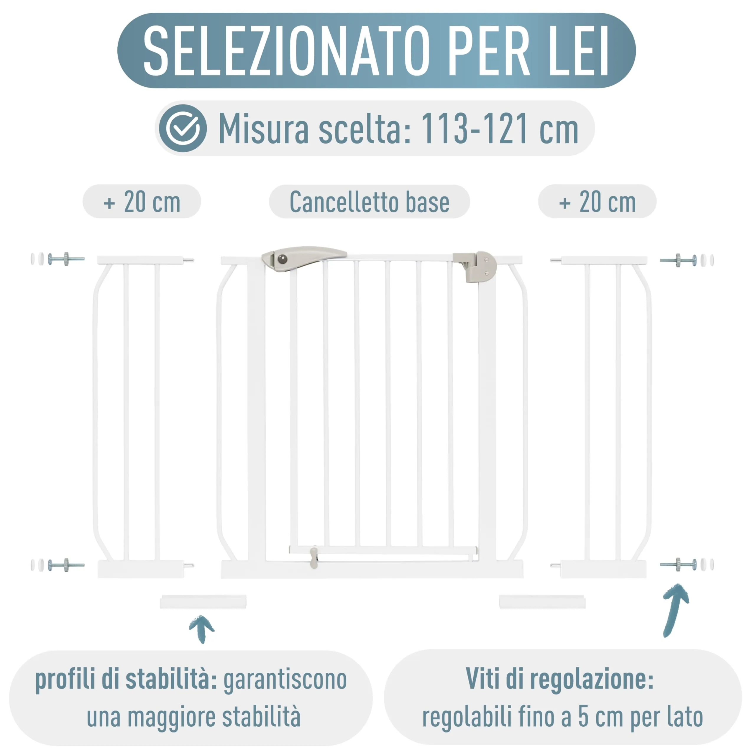 IB-Style Cancelletto di Sicurezza Berrin per Bambini, 113-121 cm, Bianco - immagine 8
