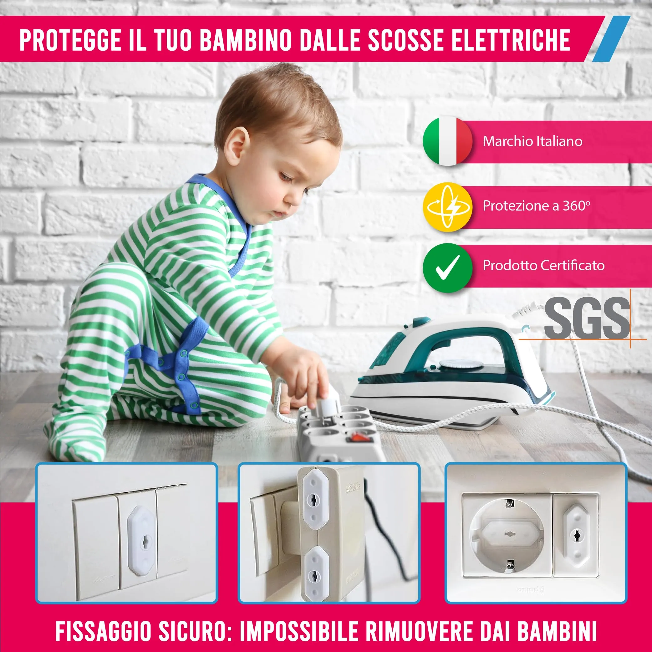 BAMBIGOOD Set 24 Copriprese per Bambini Protezione Prese Corrente 10A, 16A e Schuko - immagine 3