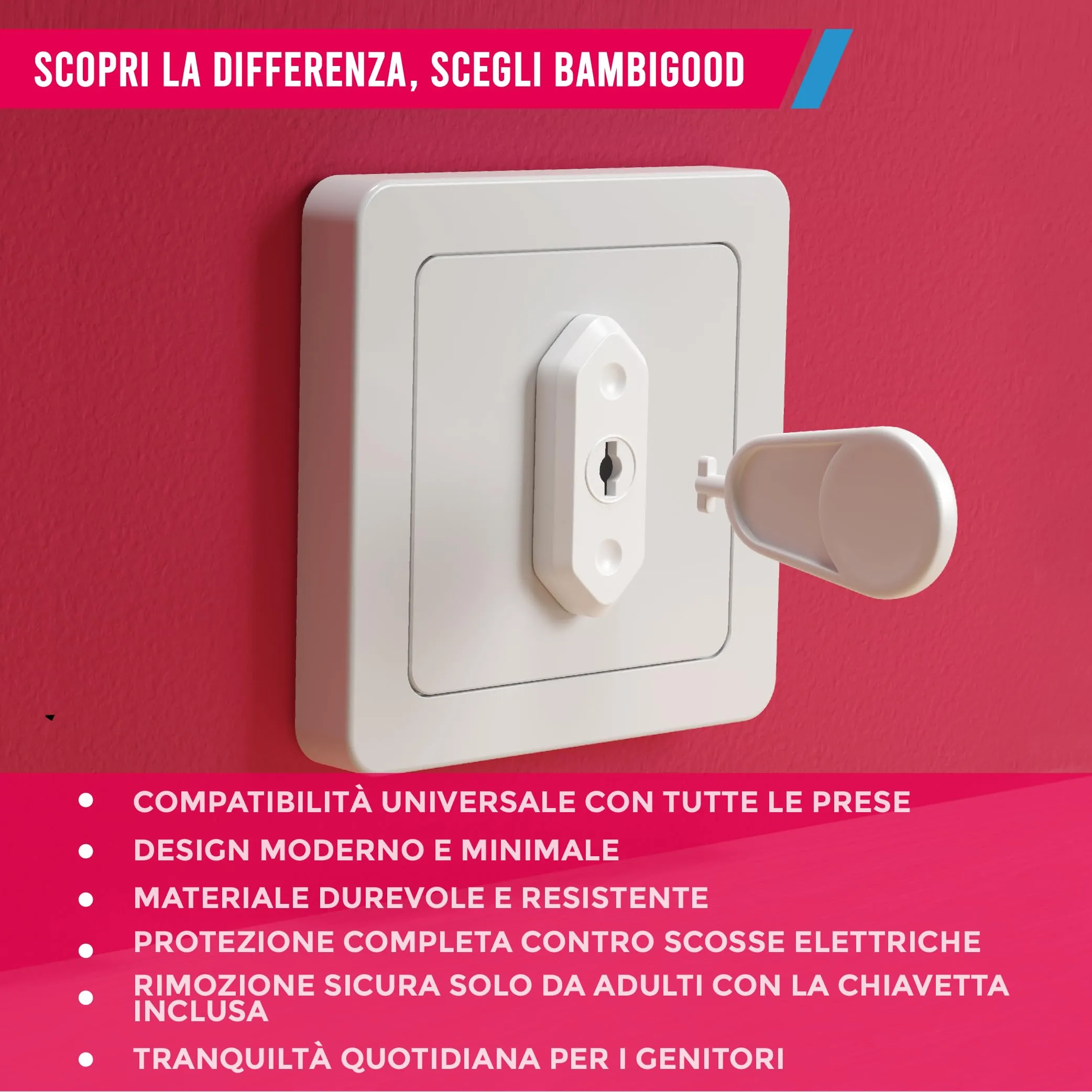 BAMBIGOOD Set 24 Copriprese per Bambini Protezione Prese Corrente 10A, 16A e Schuko - immagine 6