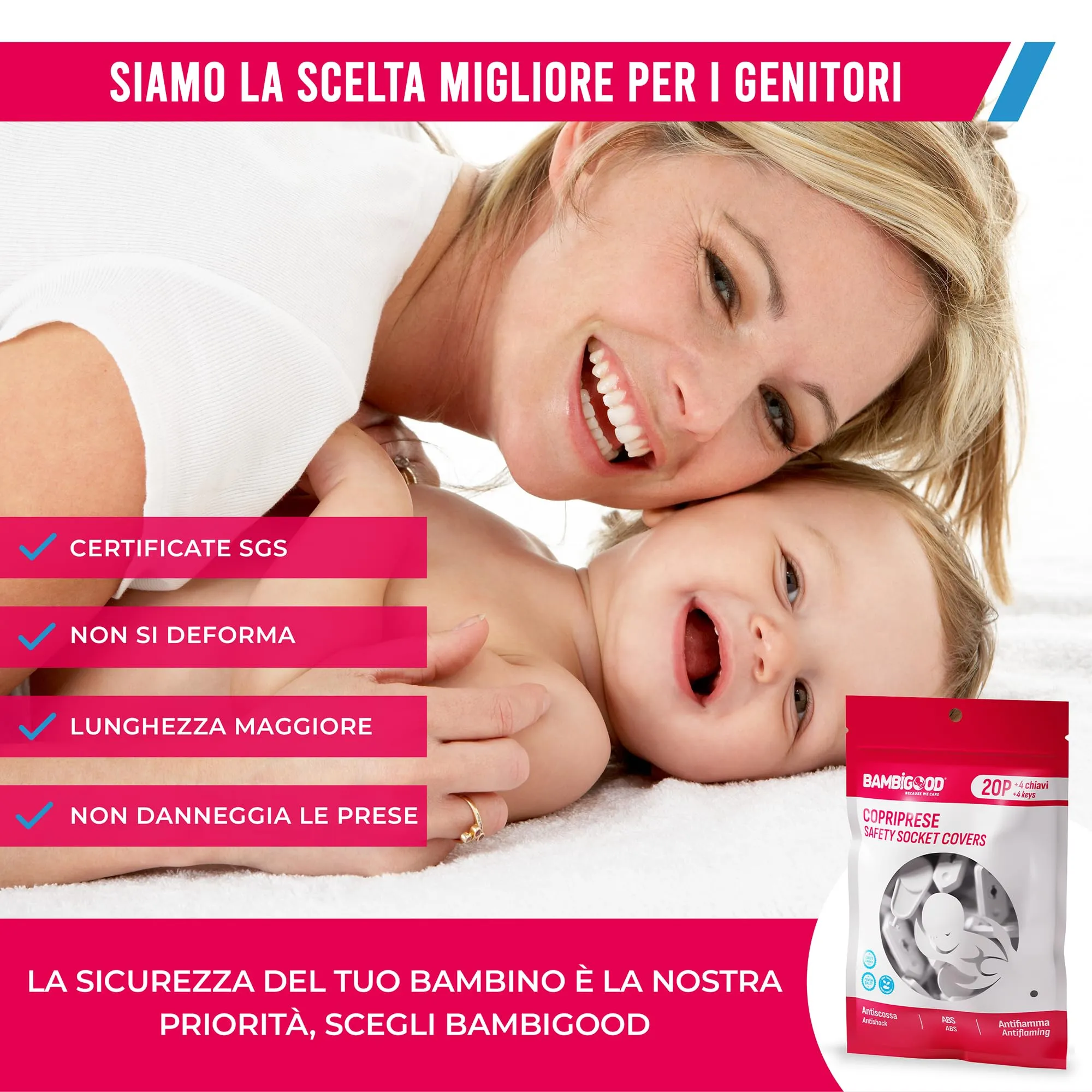 BAMBIGOOD Set 24 Copriprese per Bambini Protezione Prese Corrente 10A, 16A e Schuko - immagine 7