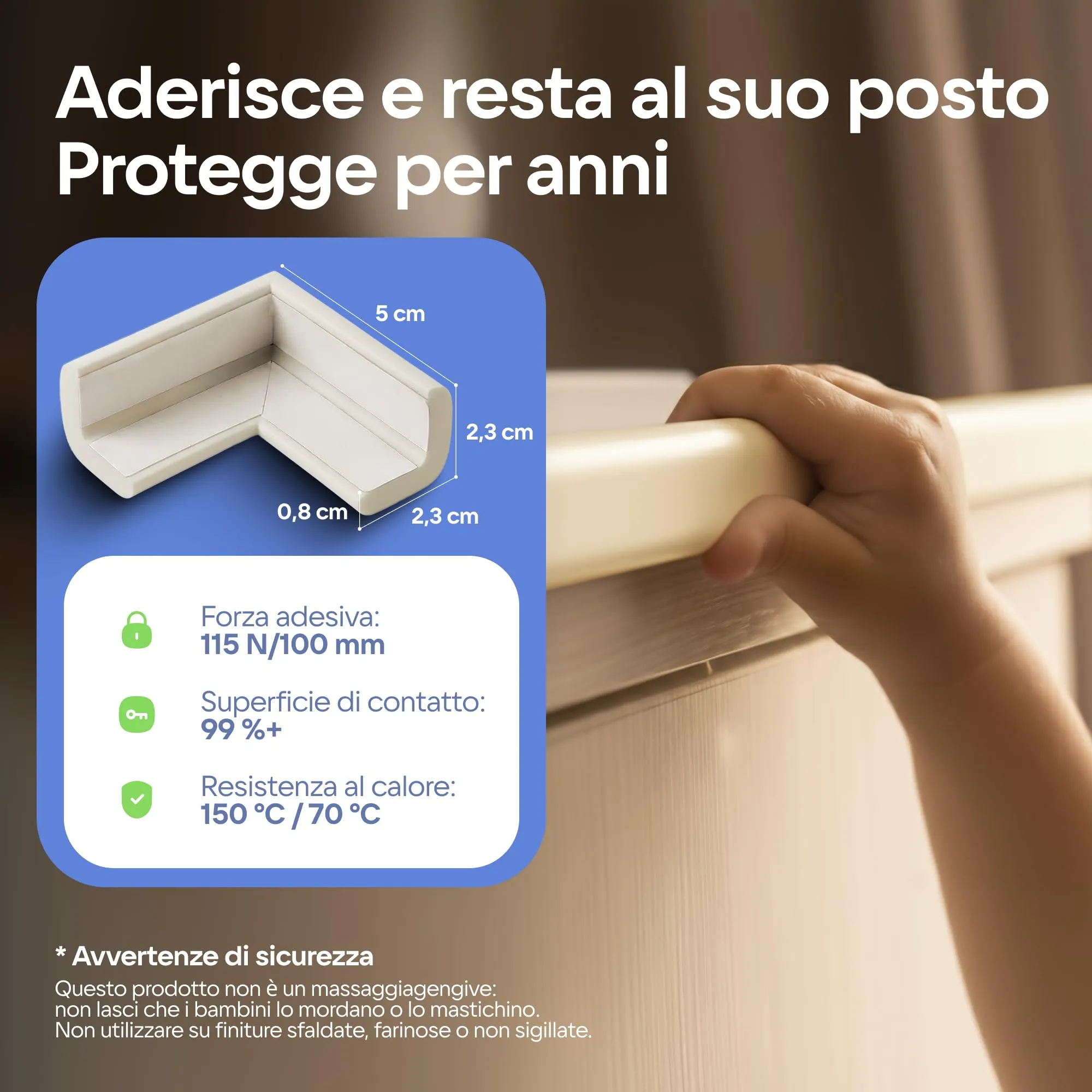 Komfortology Sharp Edge and Furniture Safety Guards, 4.5m Bumper and 4 Adhesive Corners, White - immagine 5