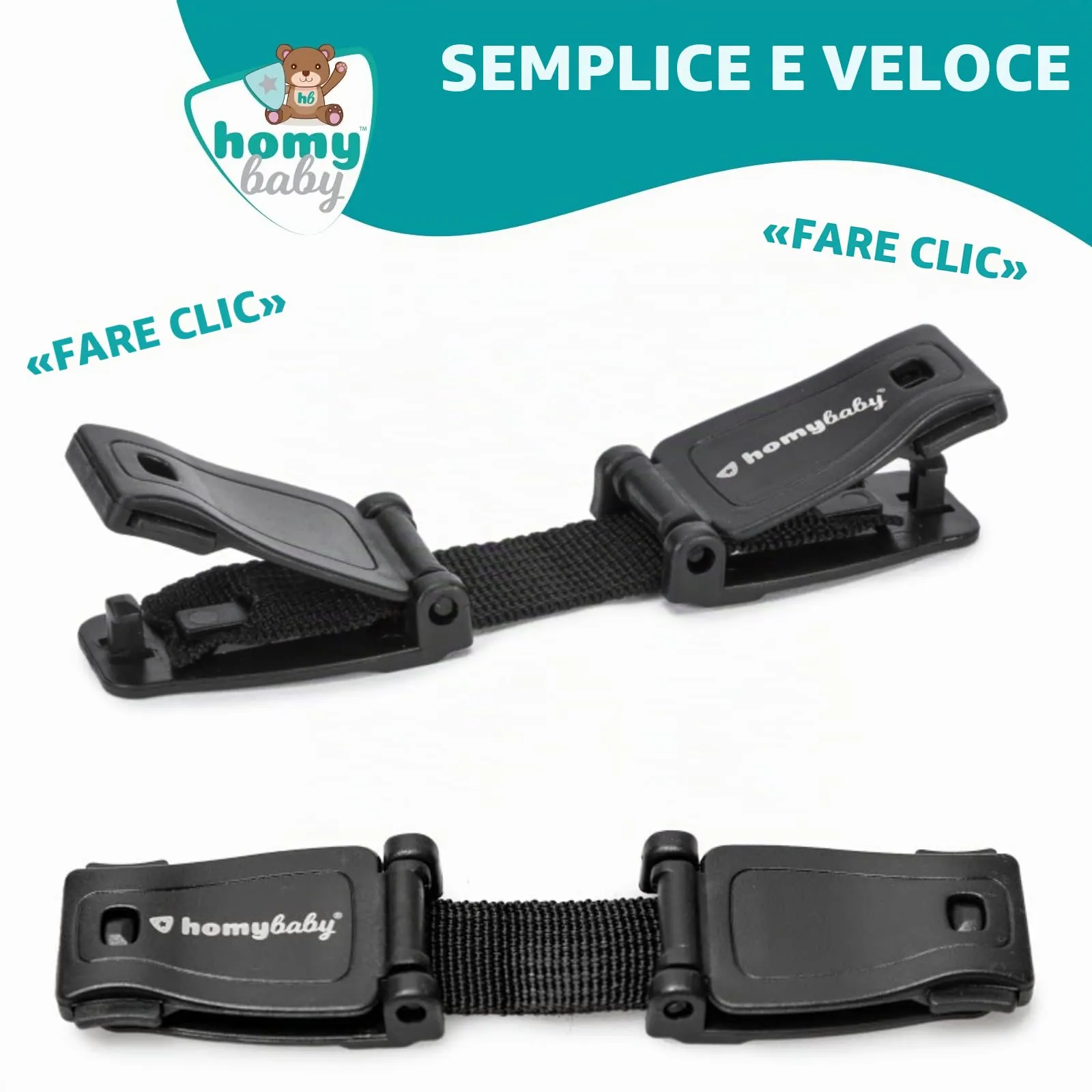 HOMYBABY Dispositivo per Imbracatura Bambini, Fibbia Antifuga per Passeggini e Seggioloni, Standard X1 - immagine 3