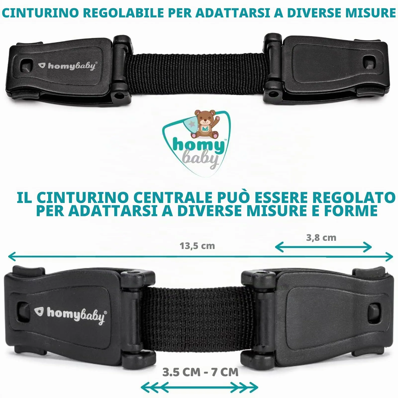 HOMYBABY Dispositivo per Imbracatura Bambini, Fibbia Antifuga per Passeggini e Seggioloni, Standard X1 - immagine 5