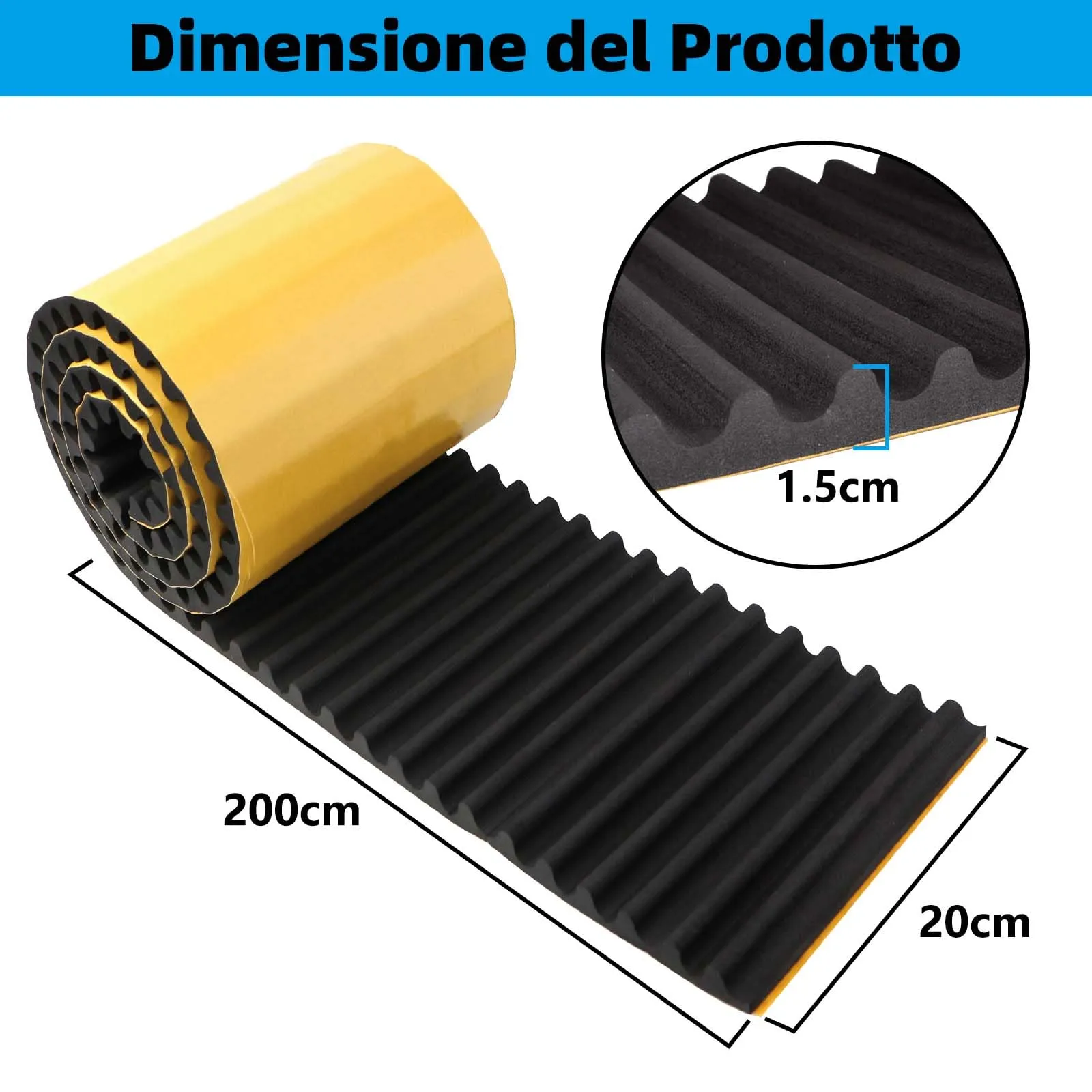 Spurtar Paracolpi Garage per Portiere Auto in Gommapiuma Adesiva, 200 cm x 20 cm x 1.5 cm - immagine 6