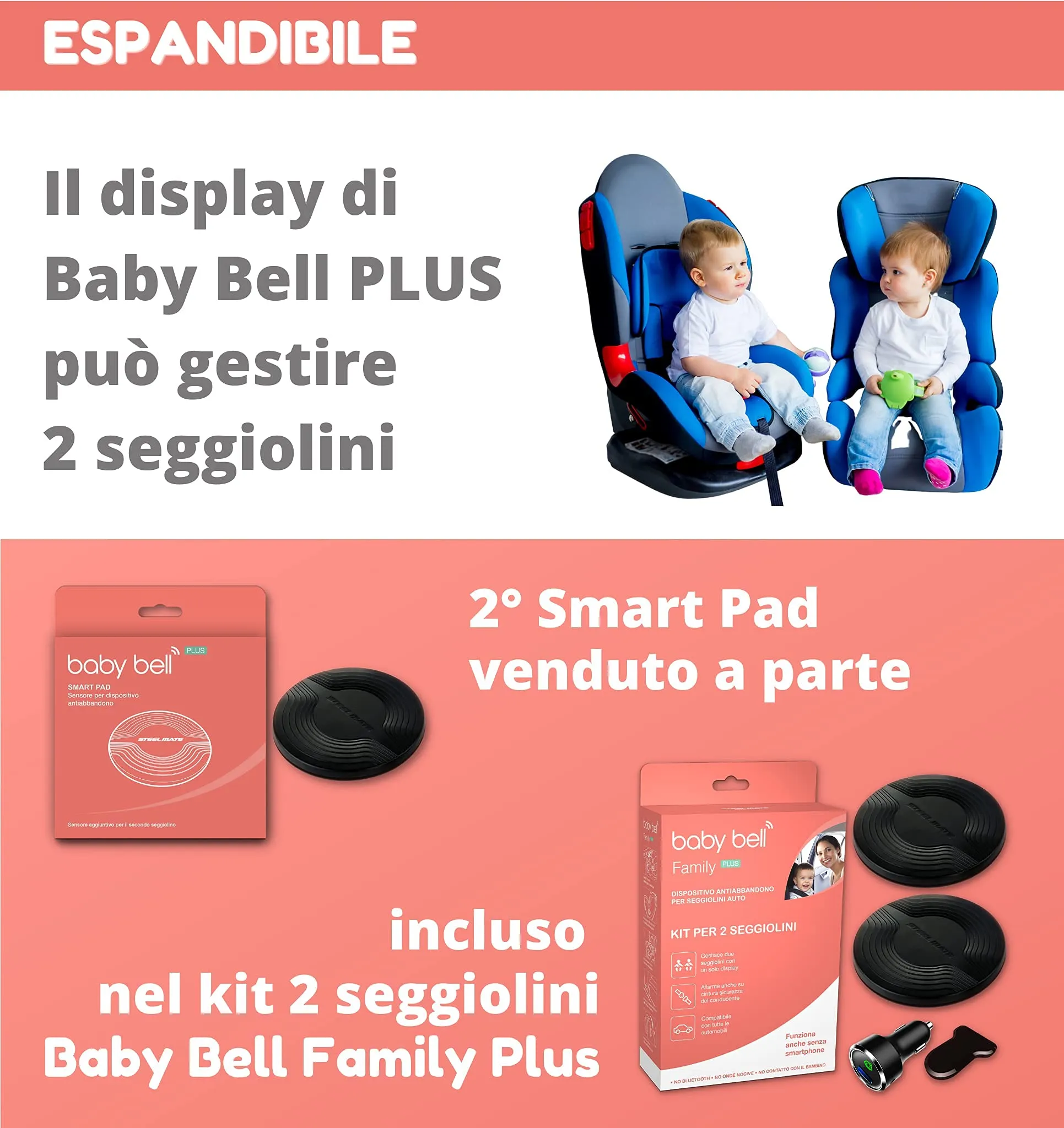 Steel Mate Baby Bell Plus Anti Abbandono Auto - immagine 7