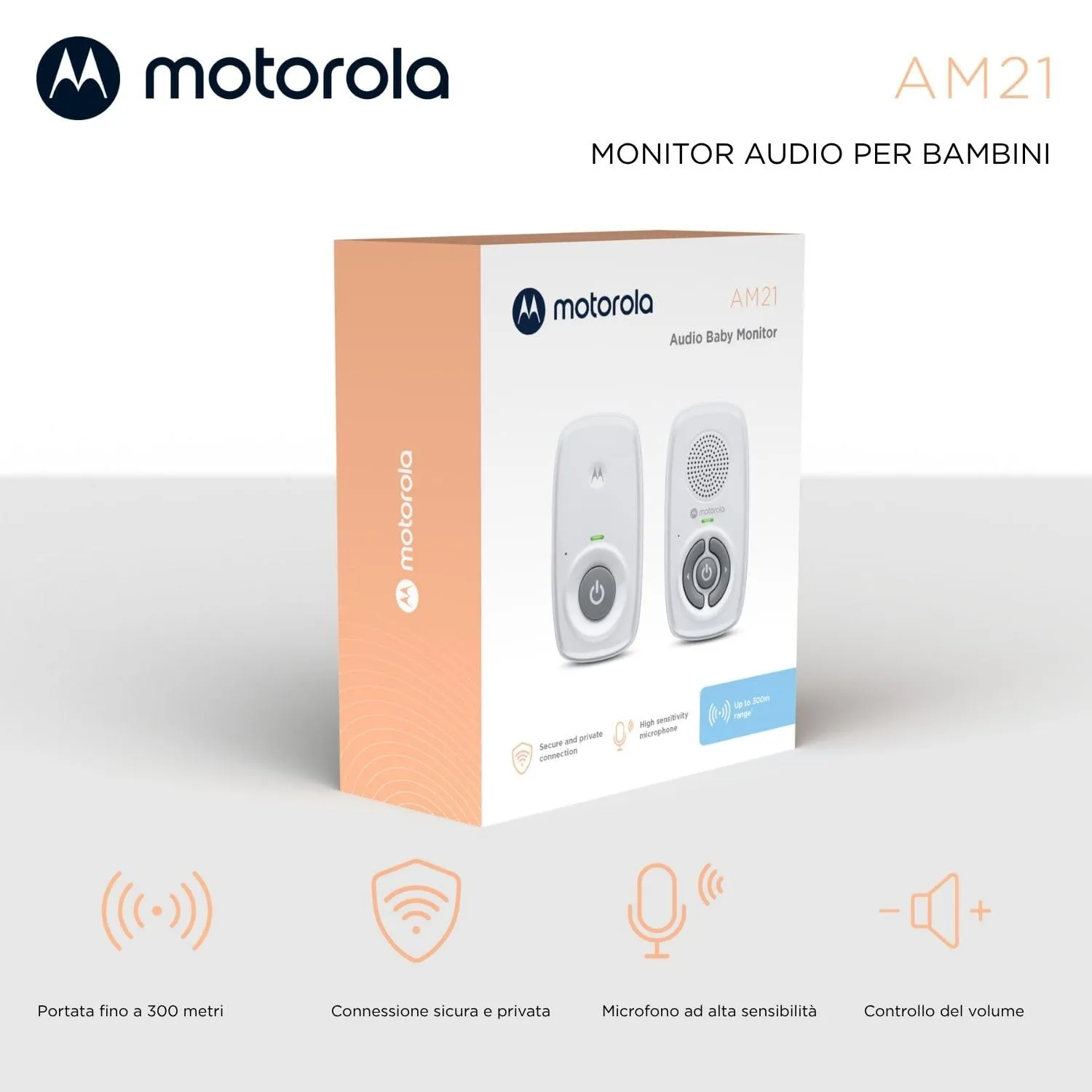 Motorola Nursery AM21 Baby Monitor Audio Digitale, Bianco - immagine 2