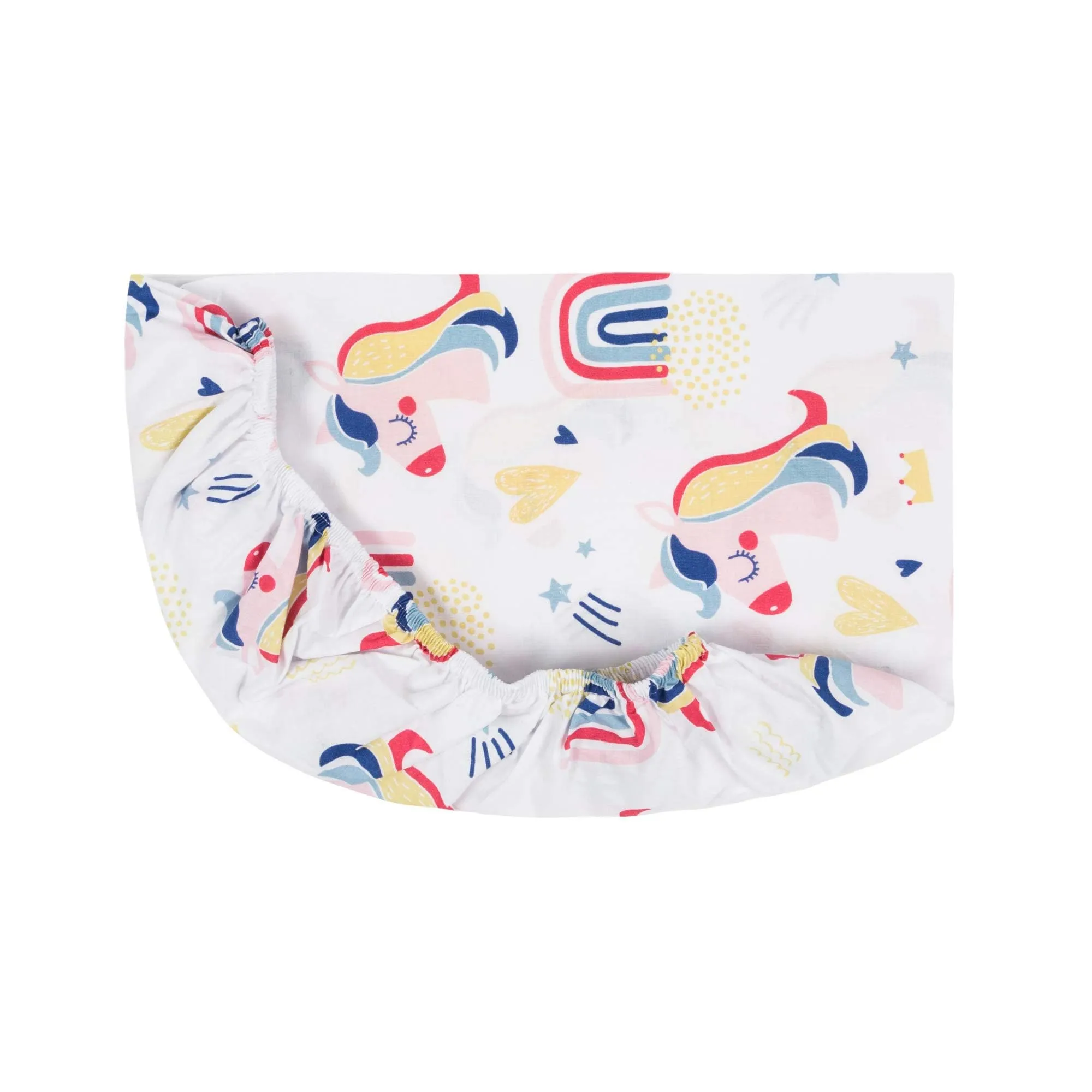 FlyIdeas Set 2 Lenzuola per Next to Me 50x83 cm 100% Cotone e 1 Coprimaterasso Impermeabile, Rainbow Unicorns - immagine 4