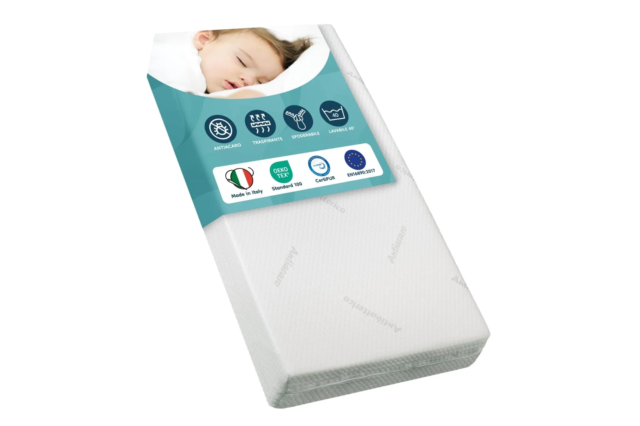 GHIOCUSCINI Materasso Culla Neonato 60x120x11 cm Antiacaro Certificato EN16890:2017+A1:2021 OEKO-TEX CertiPUR Traspirante Antimicrobico e Antibatterico - immagine 1