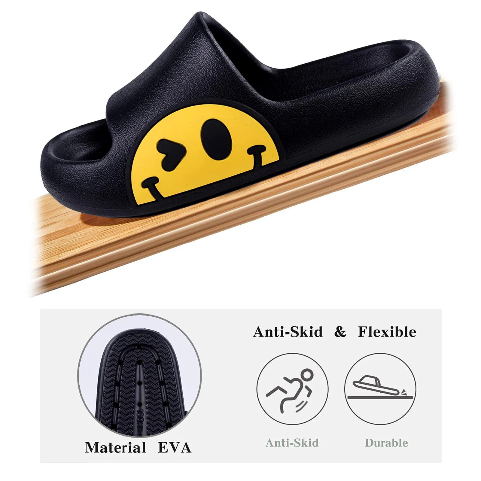 Waysoland Ciabatte Sandali in EVA Antiscivolo per Donna Uomo e Bambini, Nero, 44/45 EU - immagine 4