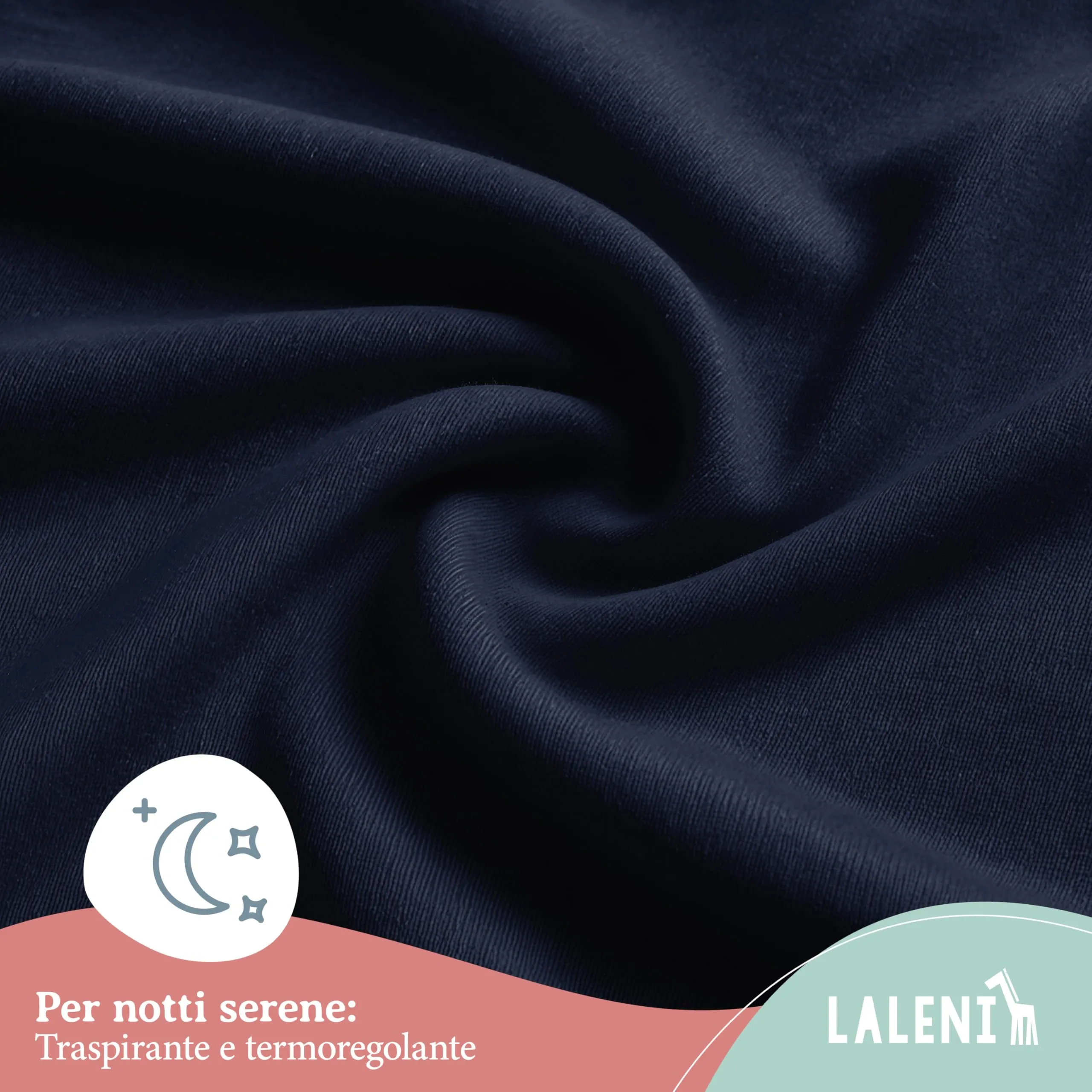 Laleni Lenzuola Coprimaterasso per Culla e Lettino in Cotone, 100x100cm, Blu Oceano - immagine 5