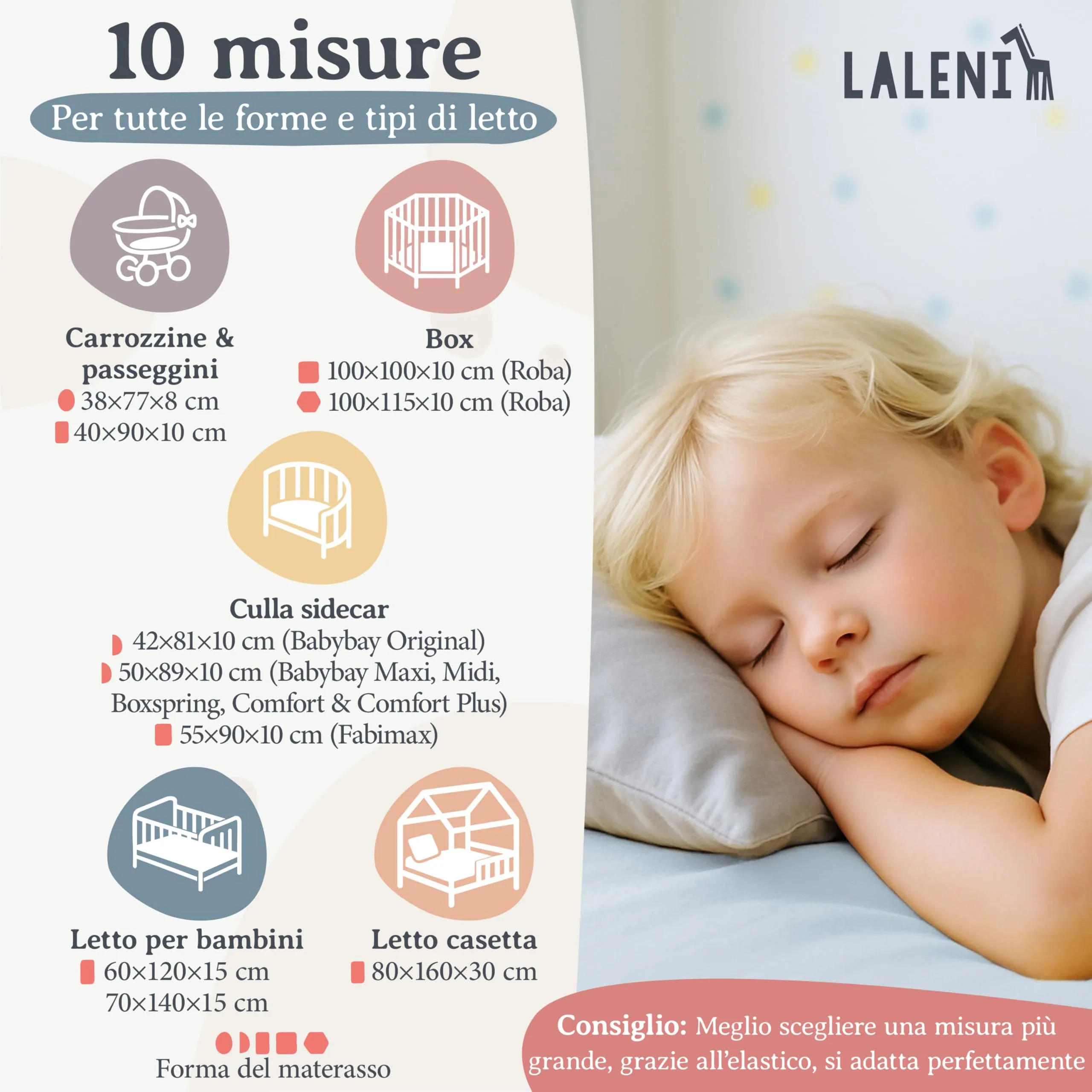 Laleni Lenzuola per Culla e Lettino in Cotone 135gsm, Box Quadrato 100x100cm, Azzurro - immagine 2