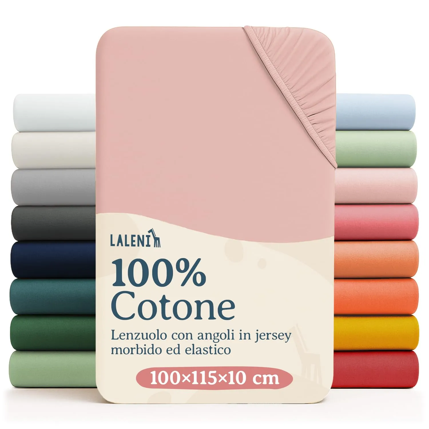 Laleni Lenzuola Coprimaterasso per Culla e Lettino in Cotone 135gsm, 100x115cm, Rosa - immagine 1