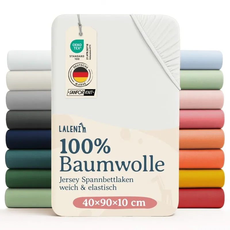 Laleni Lenzuola Coprimaterasso per Culla e Lettino, 100% Cotone 135gsm, Avorio, 40x90cm - immagine 1