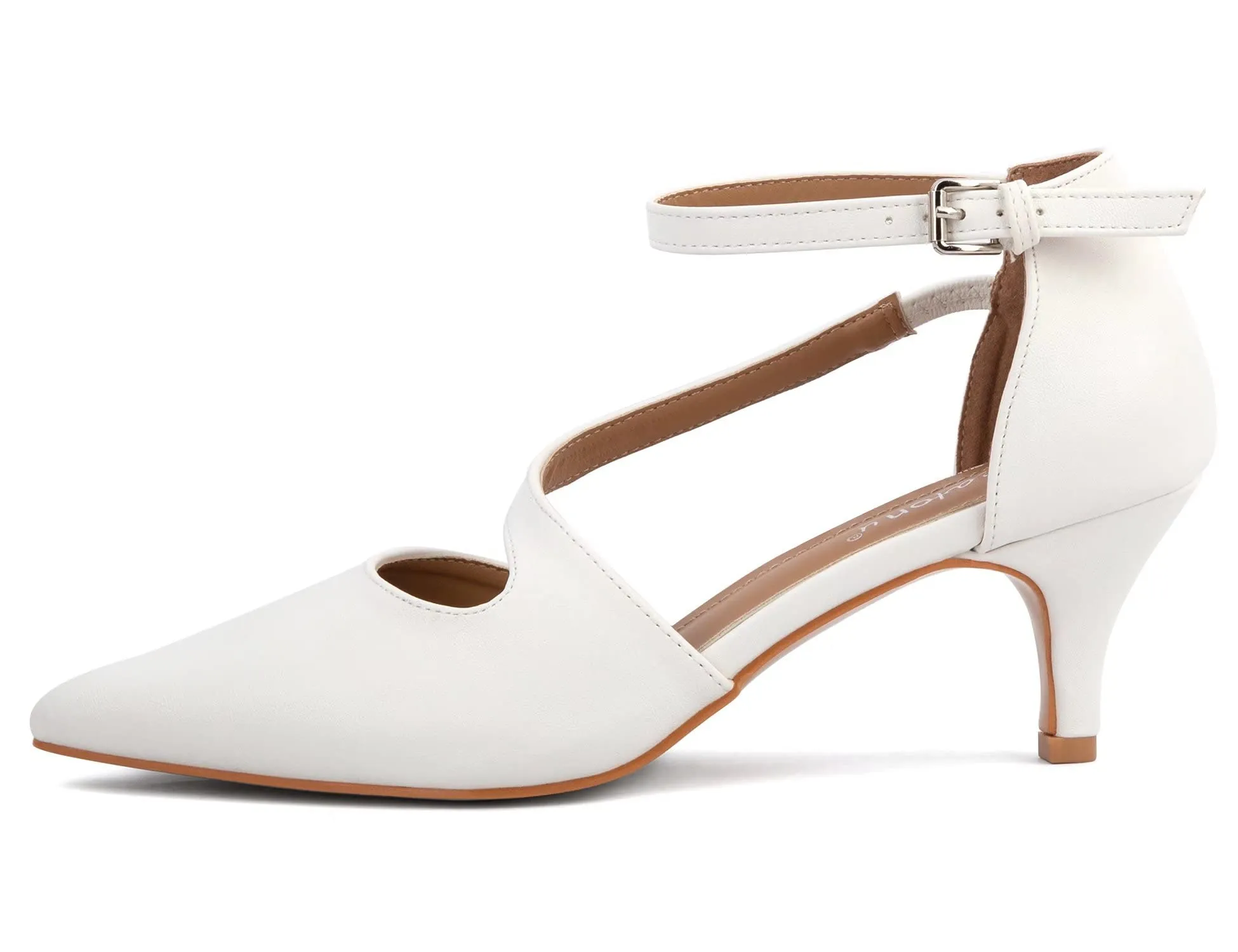 Greatonu Décolleté da Donna Scarpe A Punta Tacco Gattino Bianco EU 41 - immagine 4