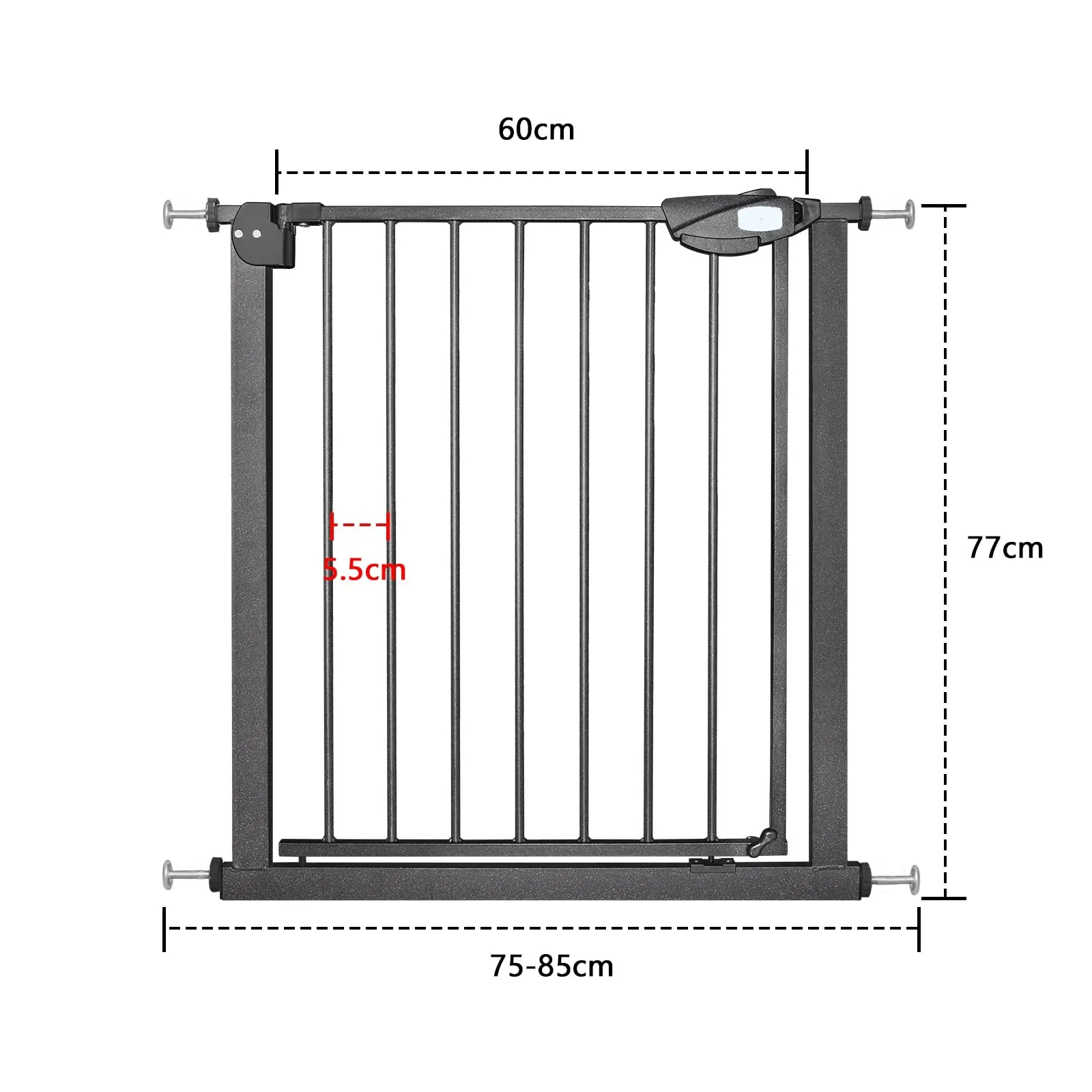 Froadp Cancelletto di Sicurezza per Bambini e Animali, 75-85cm, Nero - immagine 2