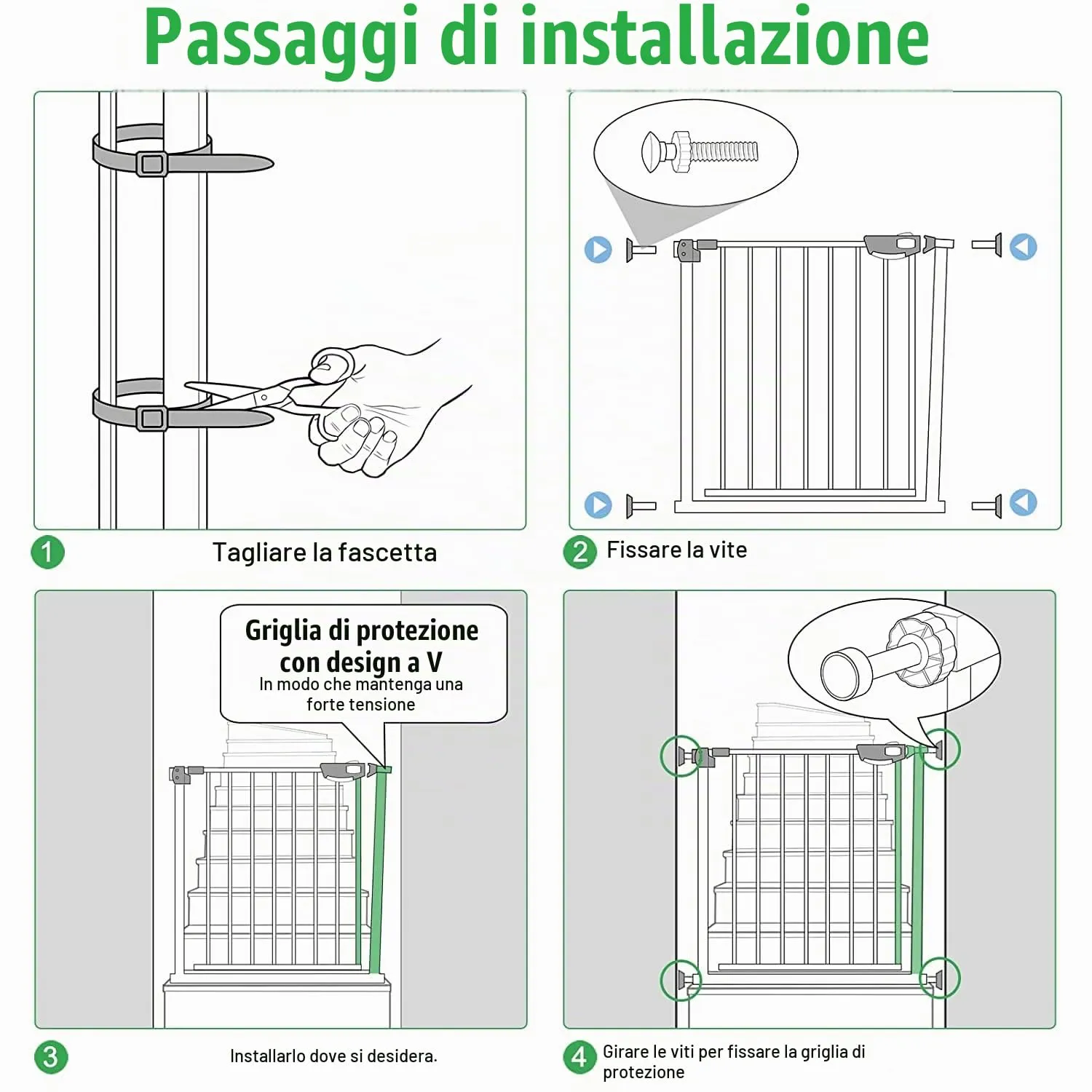 Froadp Cancelletto di Sicurezza per Bambini e Animali, 75-85cm, Nero - immagine 3