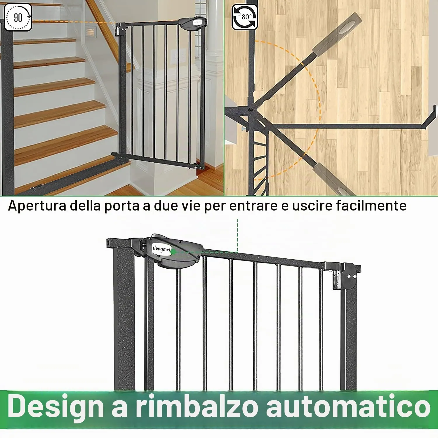 Froadp Cancelletto di Sicurezza per Bambini e Animali, 75-85cm, Nero - immagine 4