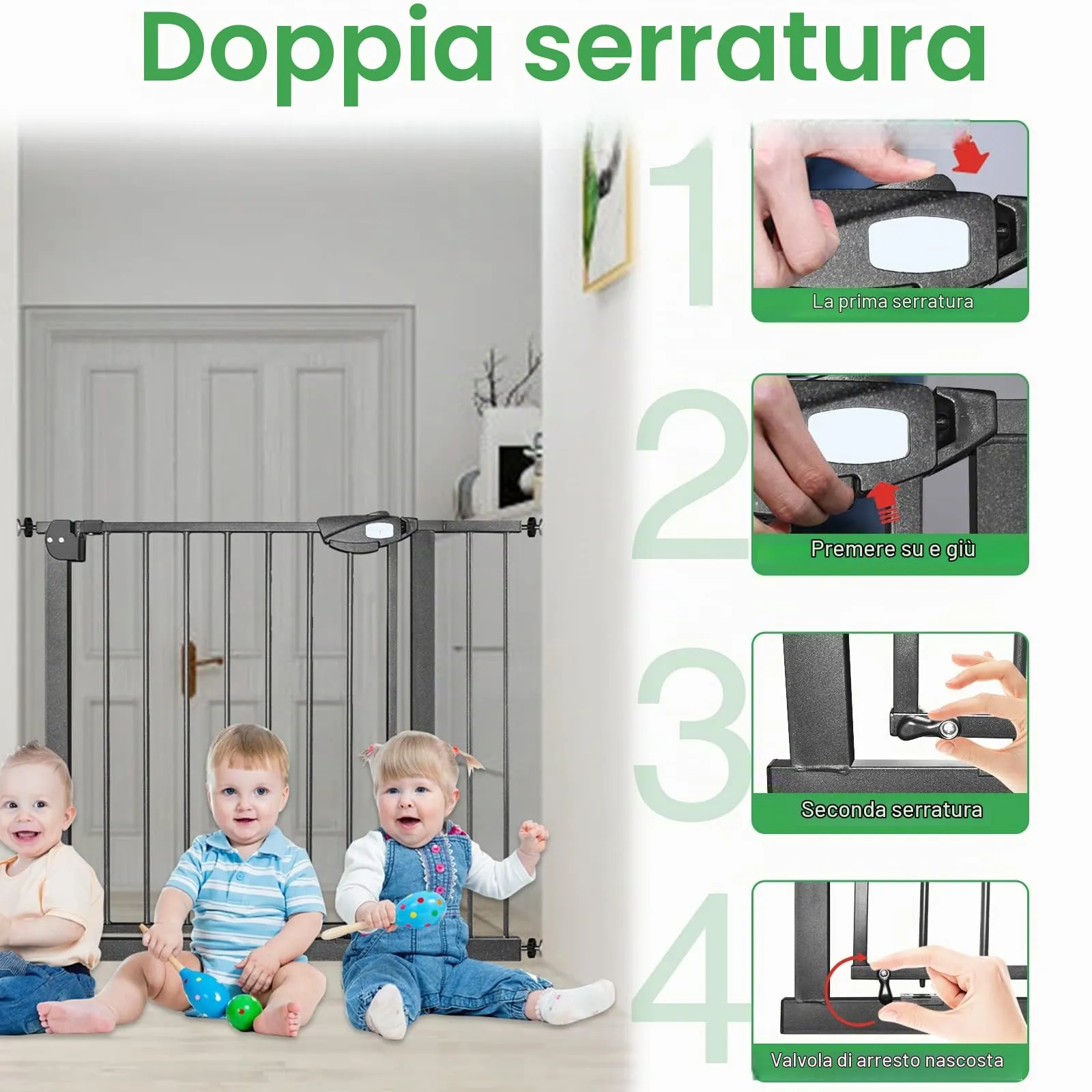 Froadp Cancelletto di Sicurezza per Bambini e Animali, 75-85cm, Nero - immagine 6