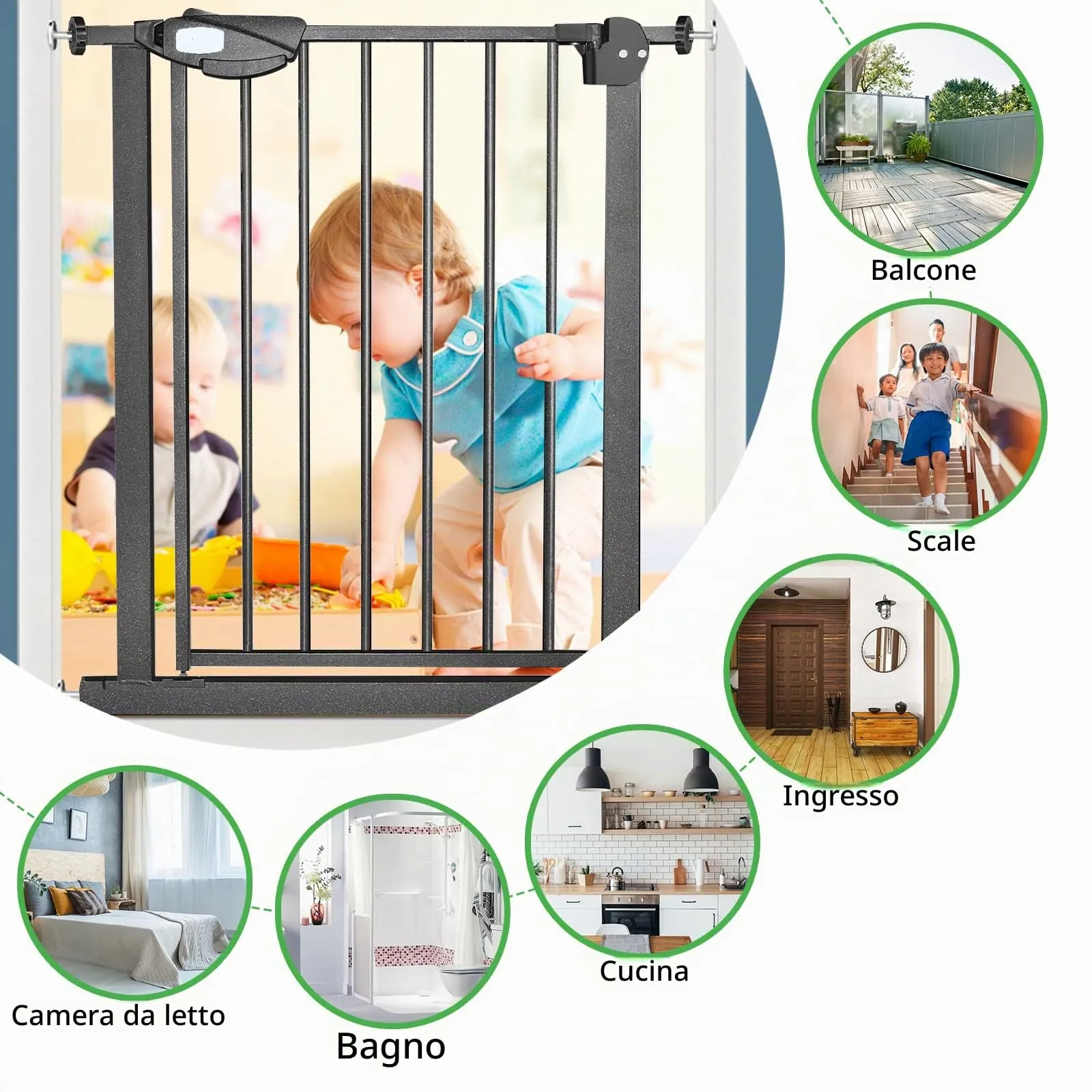 Froadp Cancelletto di Sicurezza per Bambini e Animali, 75-85cm, Nero - immagine 8