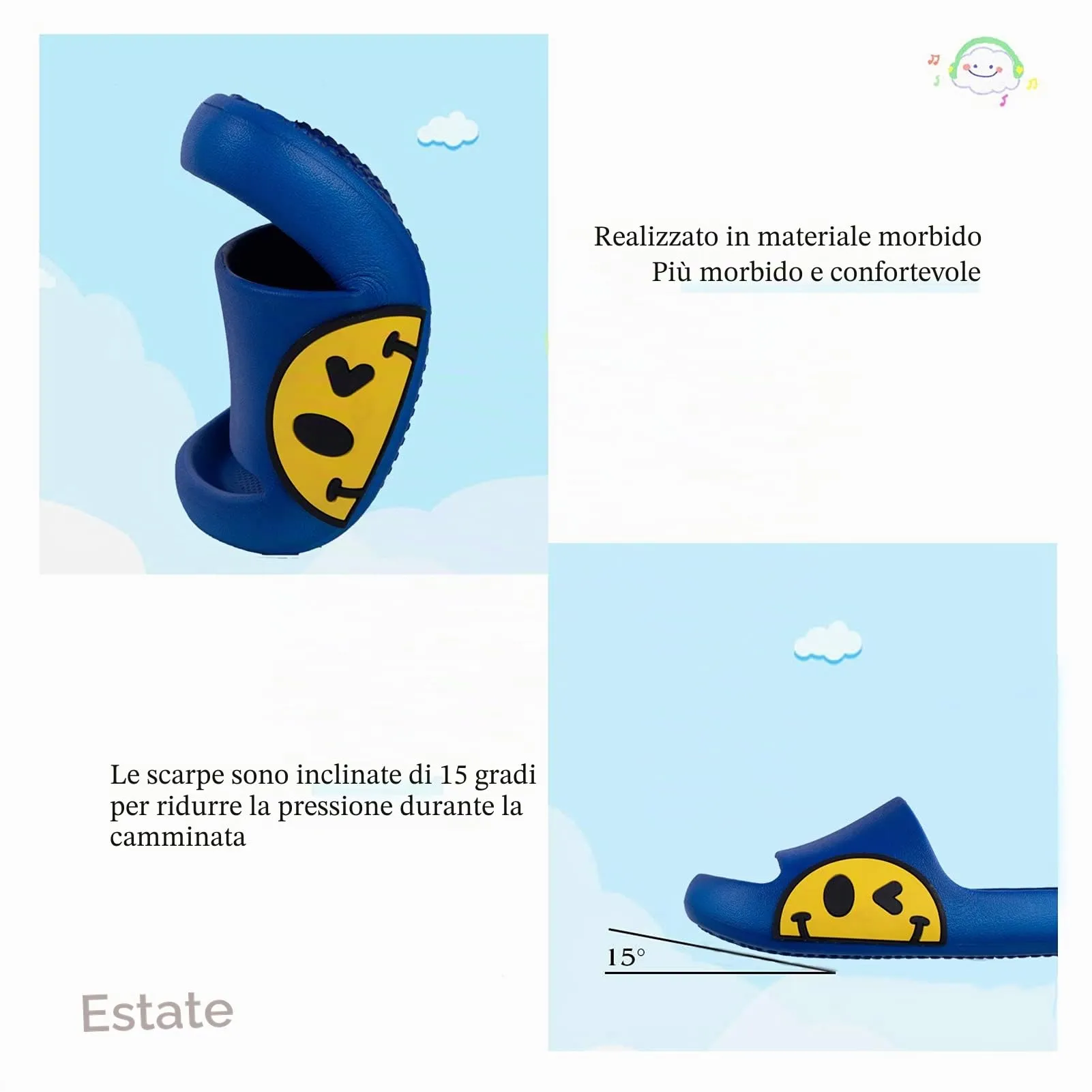 Waysoland Ciabatte Sandali Estive Antiscivolo per Bambini, Blu Reale, 31/32 EU - immagine 5