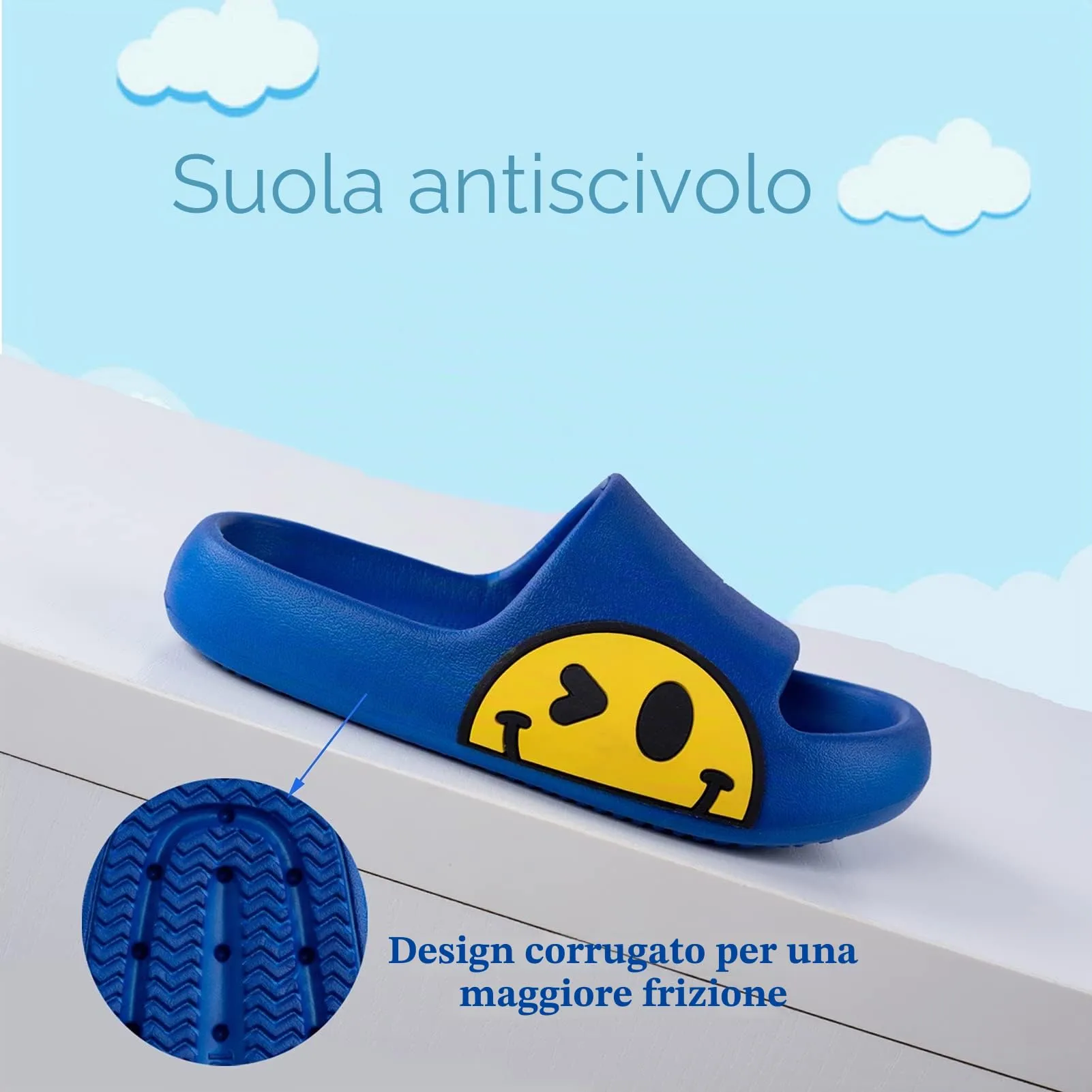 Waysoland Ciabatte Sandali Morbide Antiscivolo per Bambini, Blu Reale, 33/34 EU - immagine 4