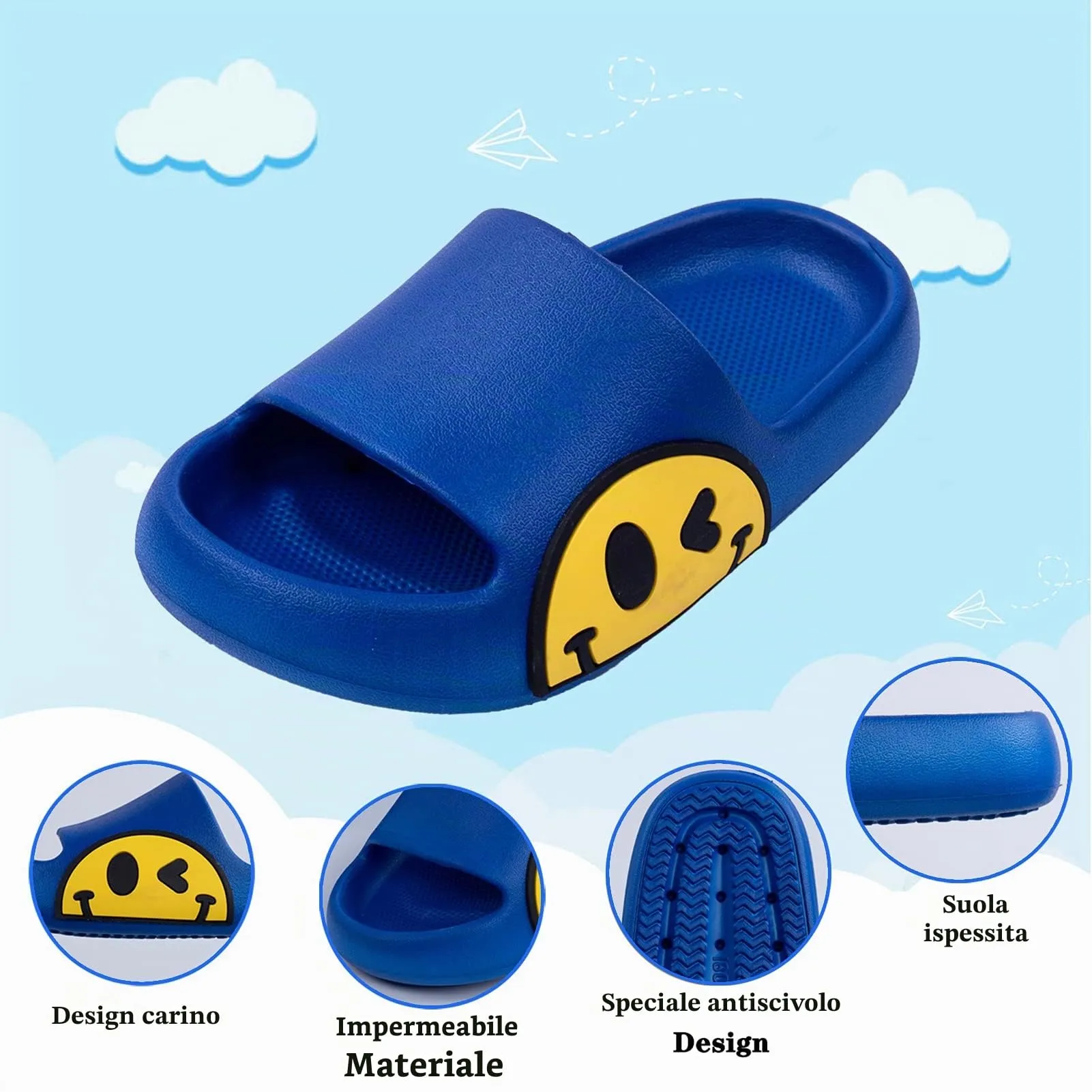Waysoland Ciabatte Sandali in EVA Antiscivolo per Bambini, Blu Reale, 29/30 EU - immagine 3