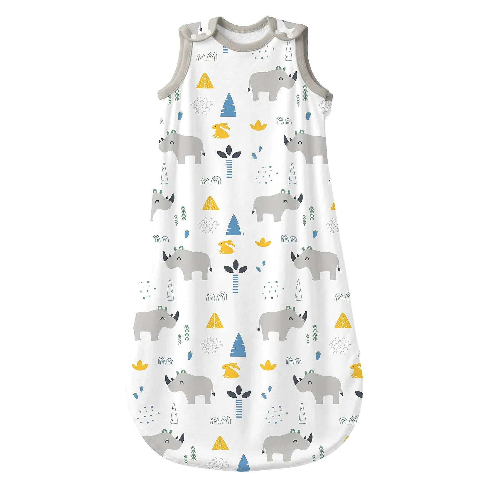 Mosebears Sacco Nanna Estivo 1.0 Tog per Neonati, Cotone, Rinoceronte, 6-12 Mesi - immagine 1