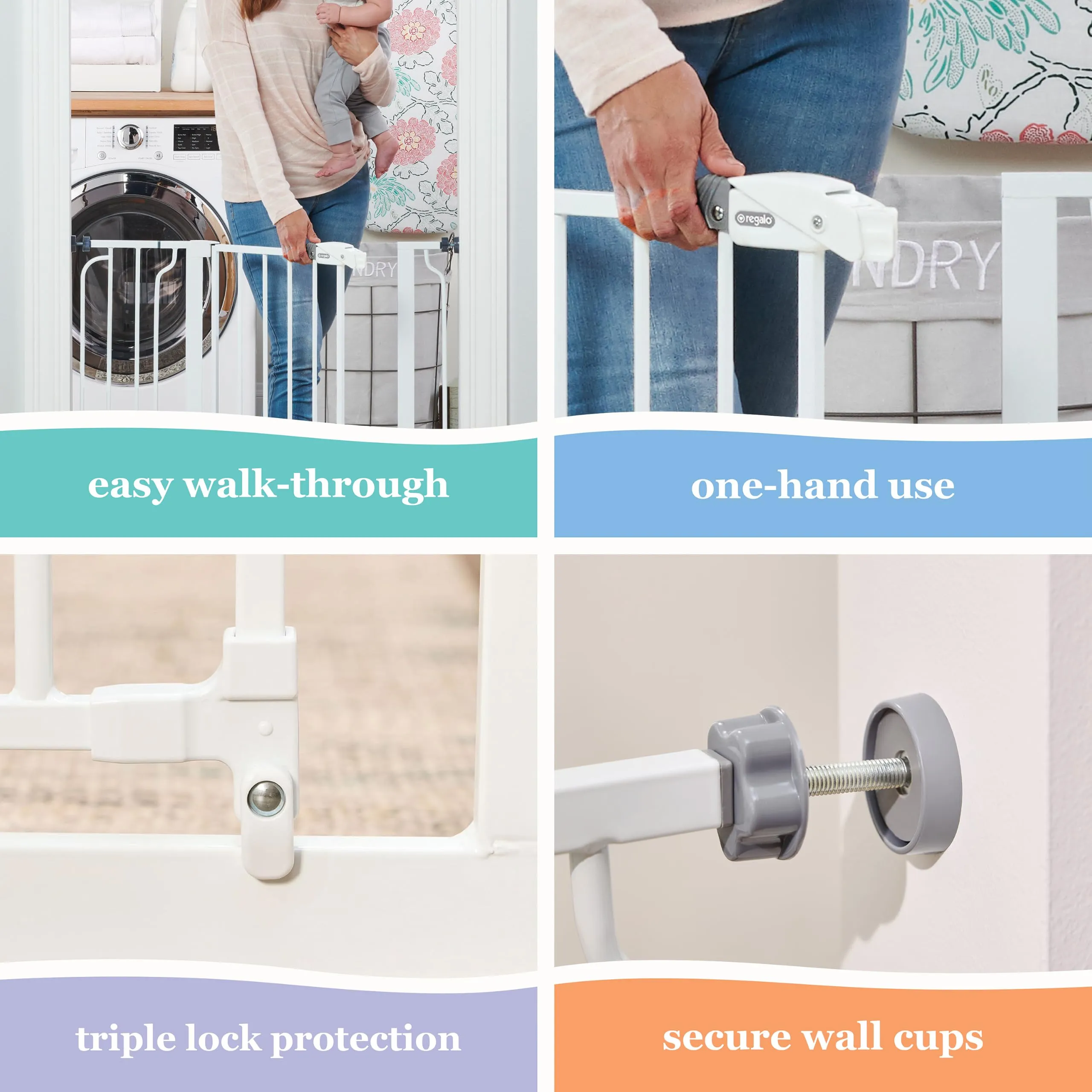 Regalo Walk Thru Easy Step Cancello, Bianco, 73.6-95.5cm x 76.2cm - immagine 6