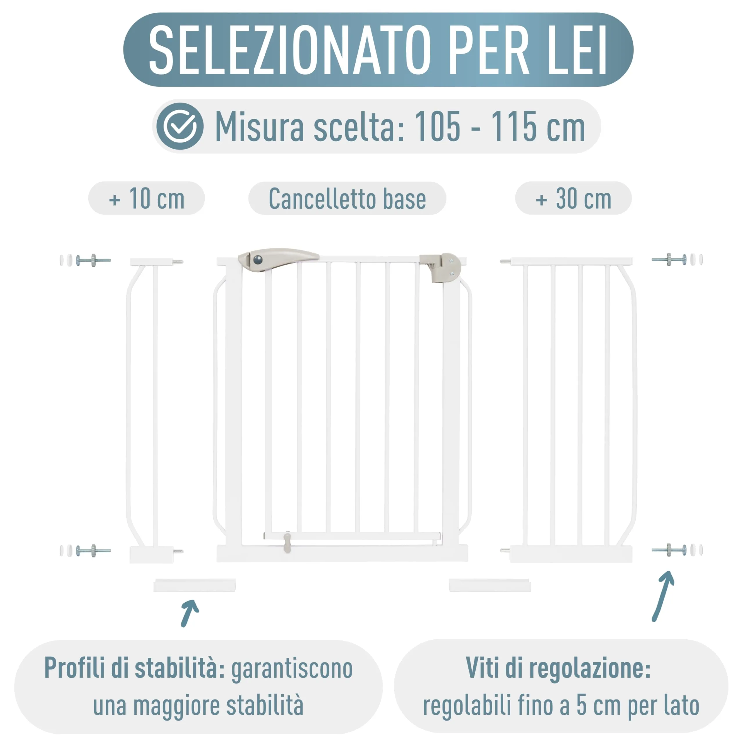IB-Style Cancelletto di Sicurezza Berrin 105-115 cm, Bianco - immagine 8