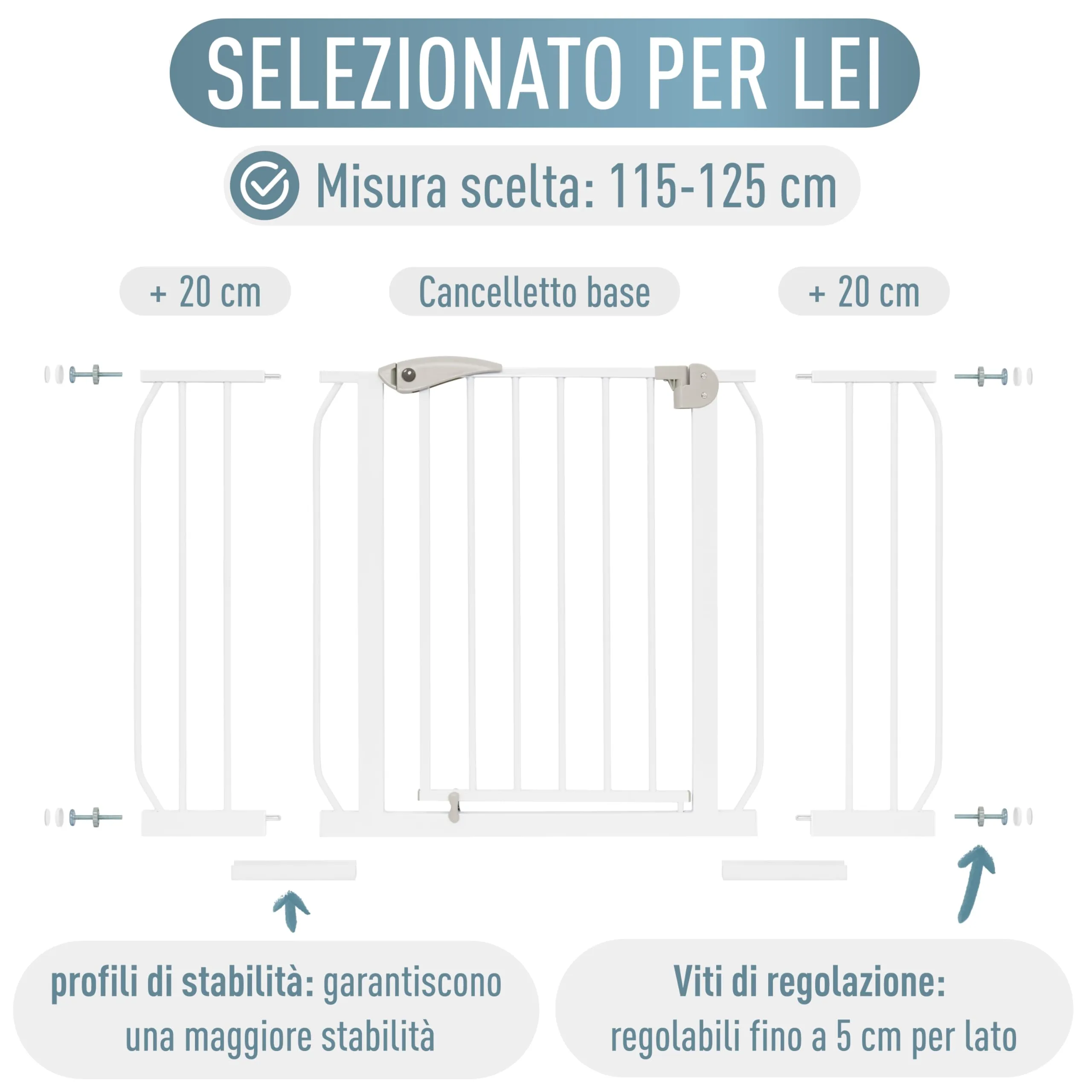 IB-Style Berrin Cancelletto di Sicurezza per Bambini e Animali 115-125 cm, Bianco - immagine 8
