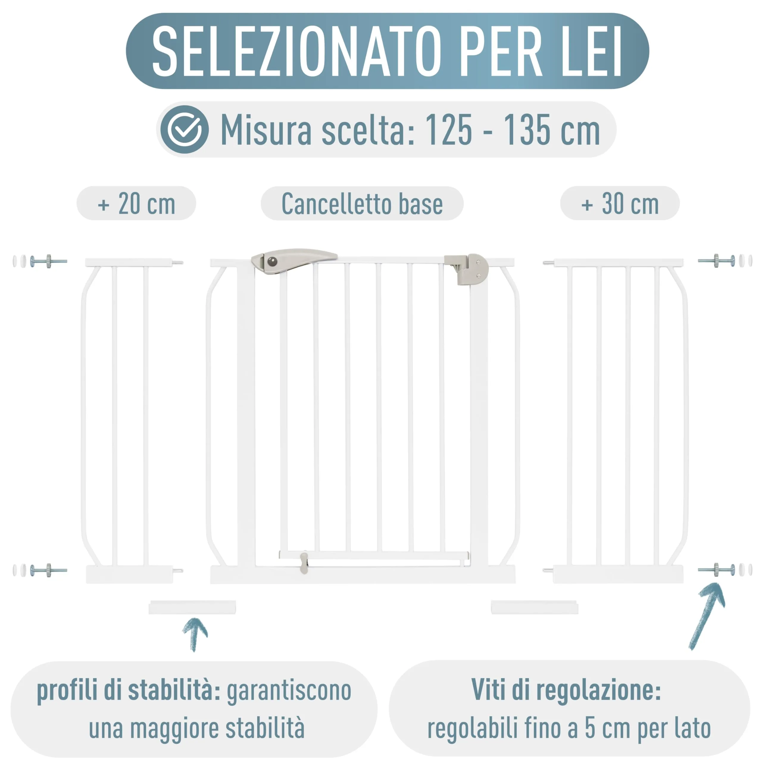 IB-Style Cancelletto di Sicurezza Berrin 125-135 cm per Bambini e Animali, Bianco - immagine 8