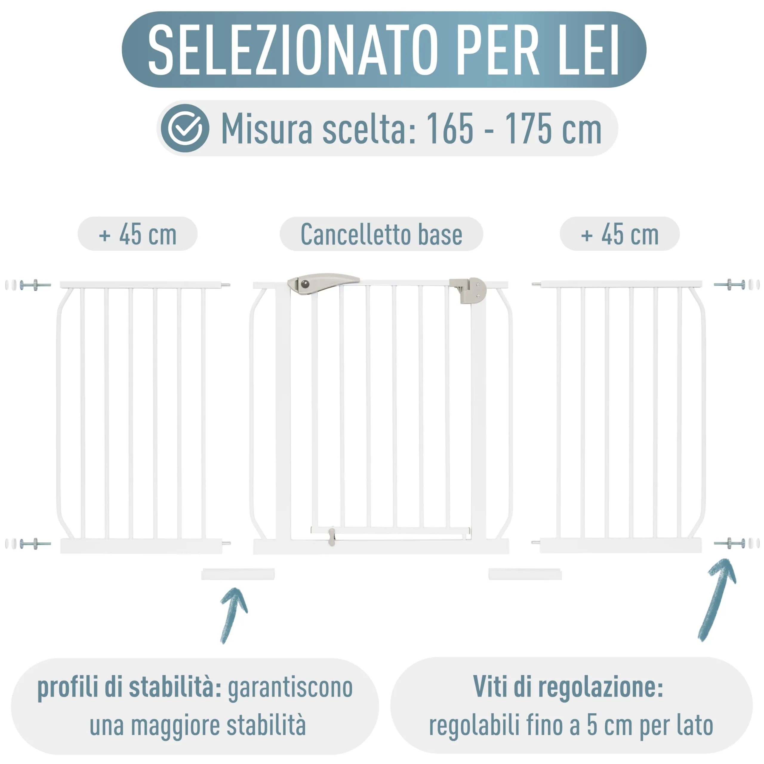 IB-Style Berrin Cancelletto di Sicurezza per Bambini e Animali 165-175 cm, Metallo, Bianco - immagine 8