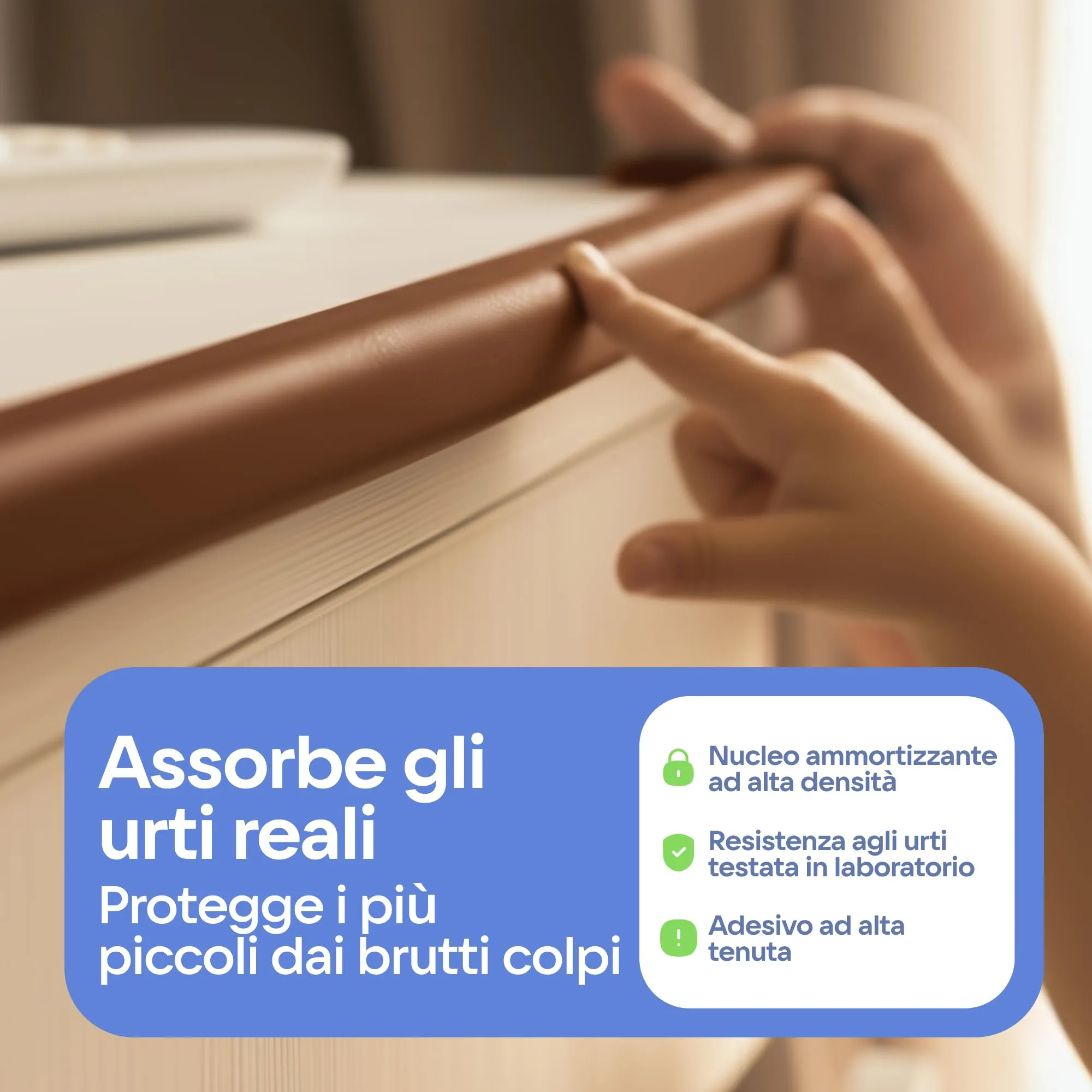 Komfortology Paraspigoli e Bordo Protettivo 4,5 m con 4 Angoli Adesivi, Marrone - immagine 4