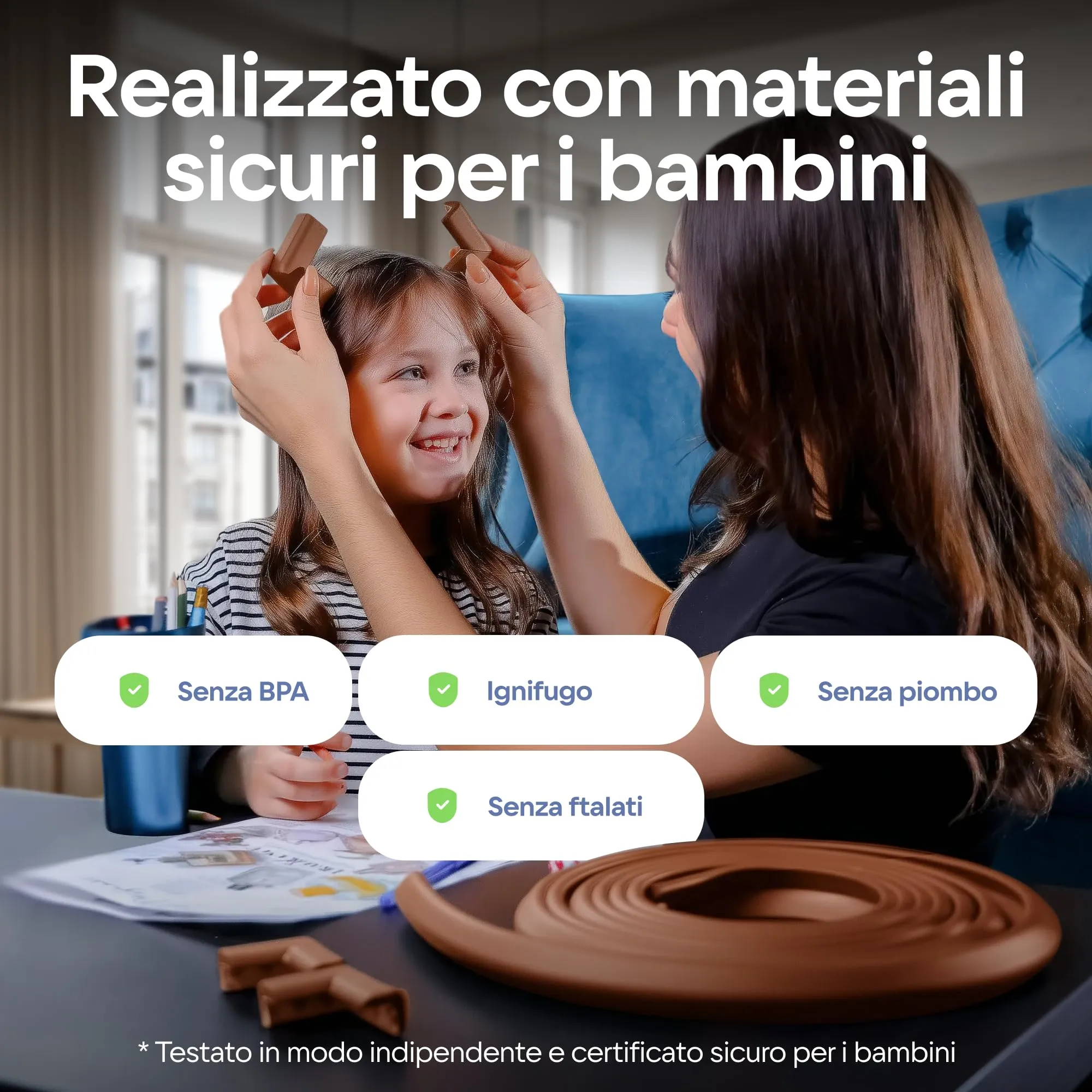 Komfortology Paraspigoli e Bordo Protettivo 4,5 m con 4 Angoli Adesivi, Marrone - immagine 6