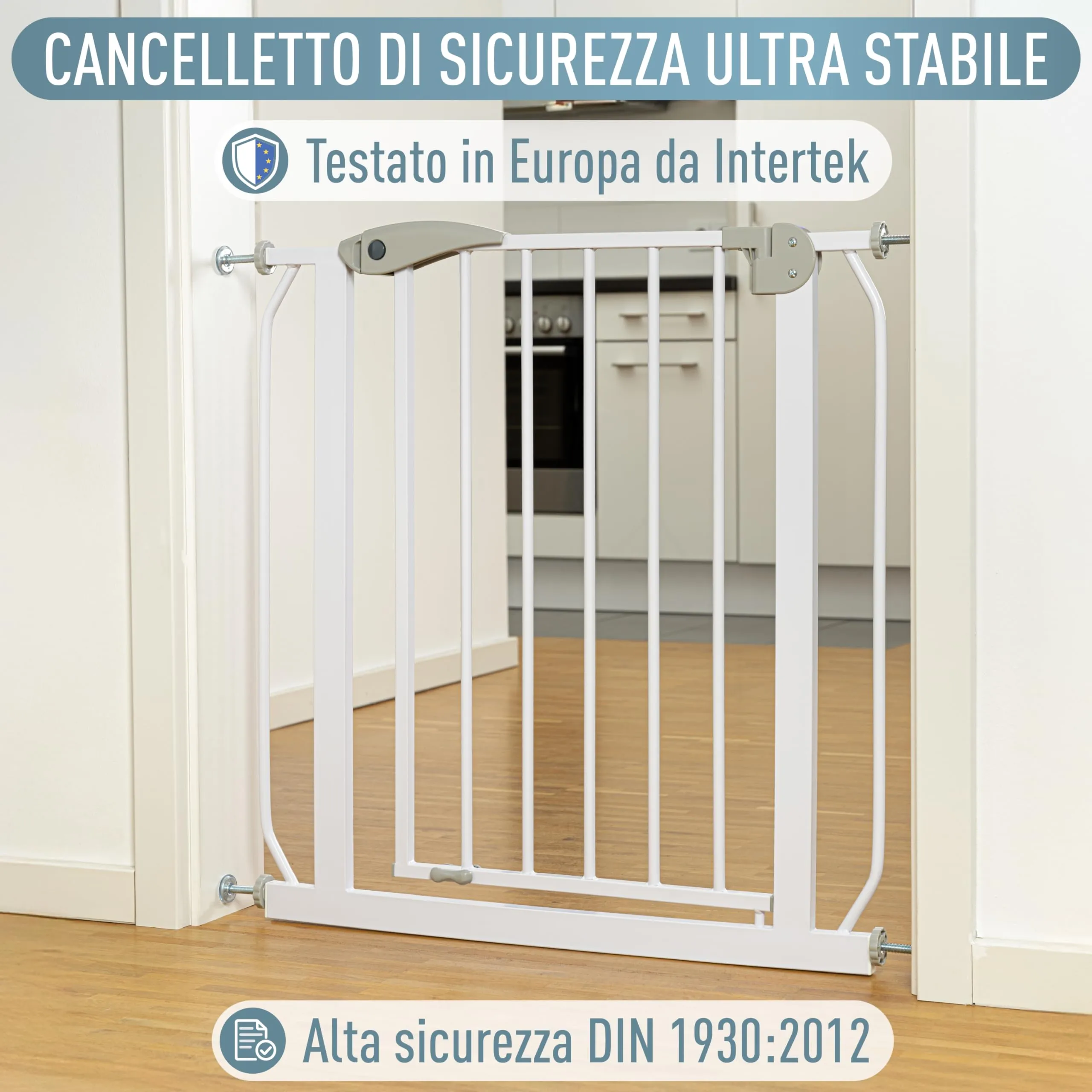 IB-Style Berrin Cancelletto di Sicurezza per Bambini e Animali, 67-75 cm, Metallo, Bianco - immagine 2