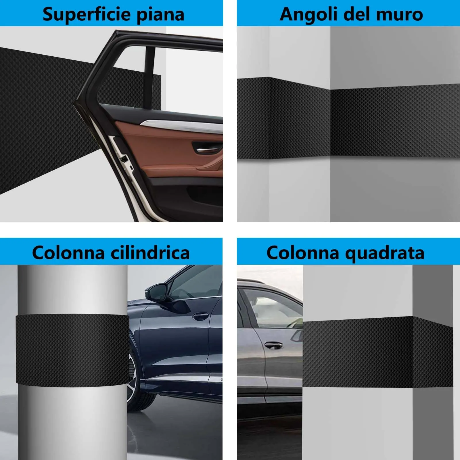 Spurtar Paracolpi Garage e Portiere Auto Adesivo in Gomma EVA, 200 x 20 cm (2 Rotoli) - immagine 4