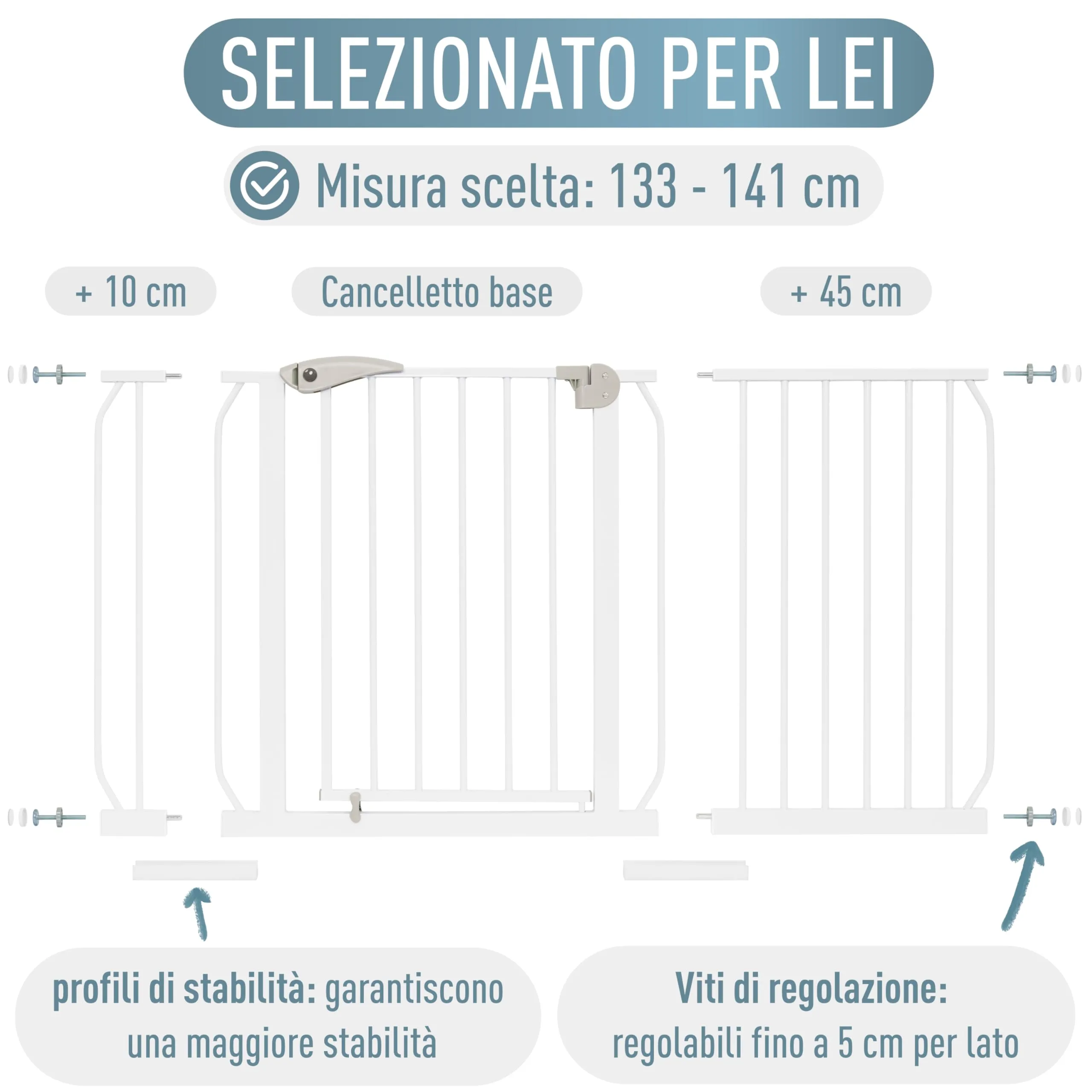 IB-Style Cancelletto di Sicurezza Berrin per Bambini, 133-141 cm, Metallo, Bianco - immagine 8