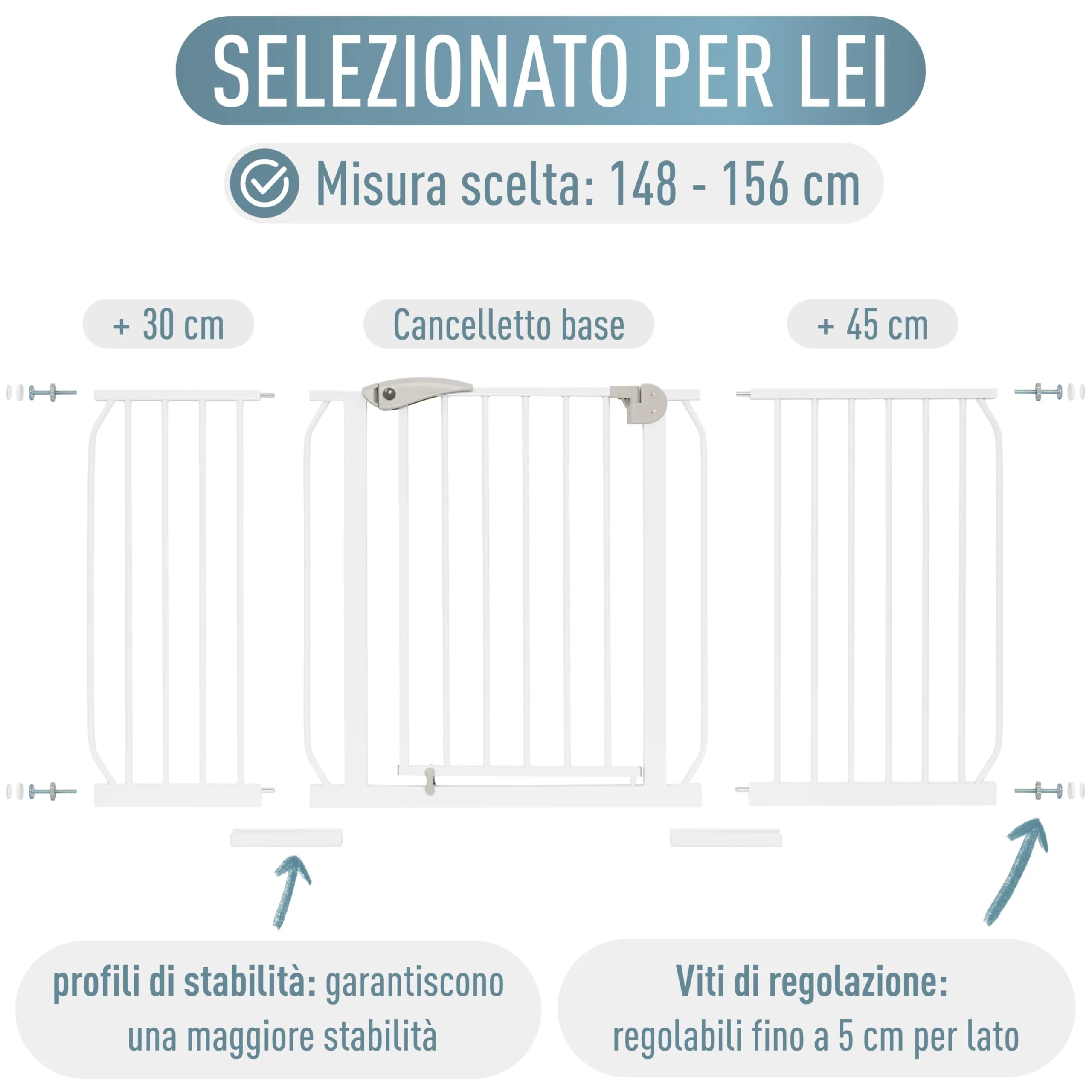 IB-Style Cancelletto di Sicurezza Berrin per Bambini, 148-156 cm, Bianco, Metallo - immagine 8