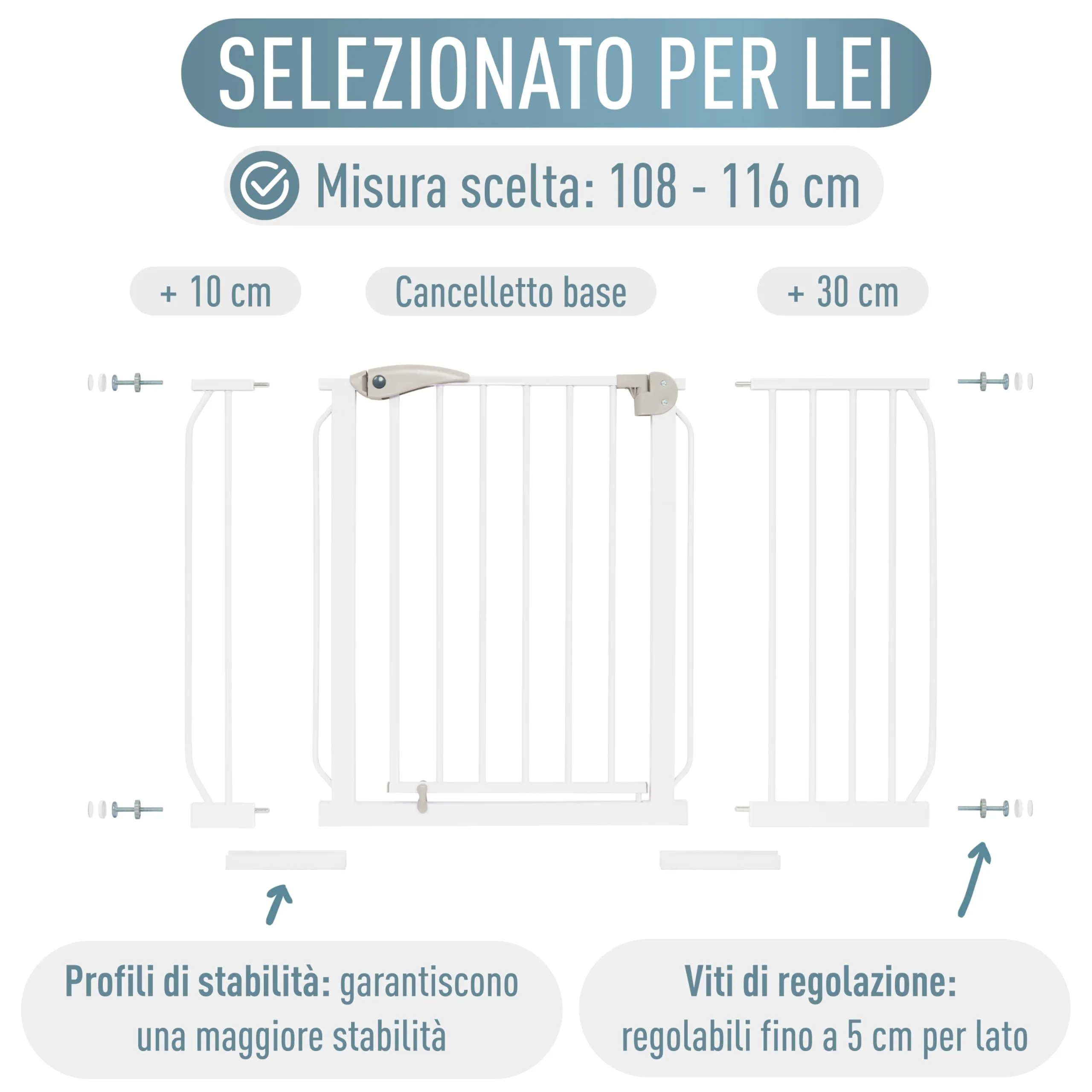 IB-Style Berrin Cancelletto di Sicurezza per Bambini, 108-116 cm, Bianco - immagine 8