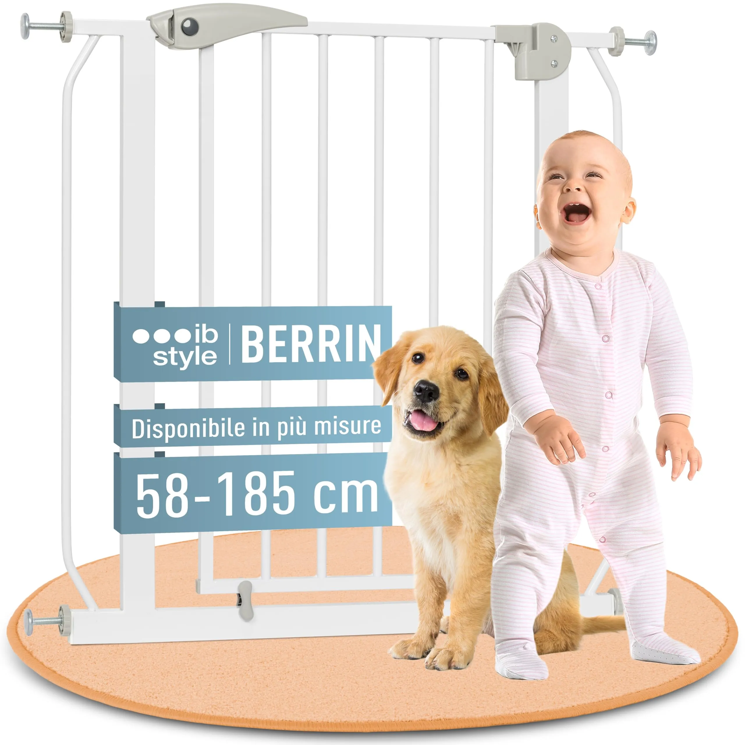 IB Style Cancelletto di Sicurezza Berrin per Bambini, 123-131 cm, Metallo, Bianco - immagine 1