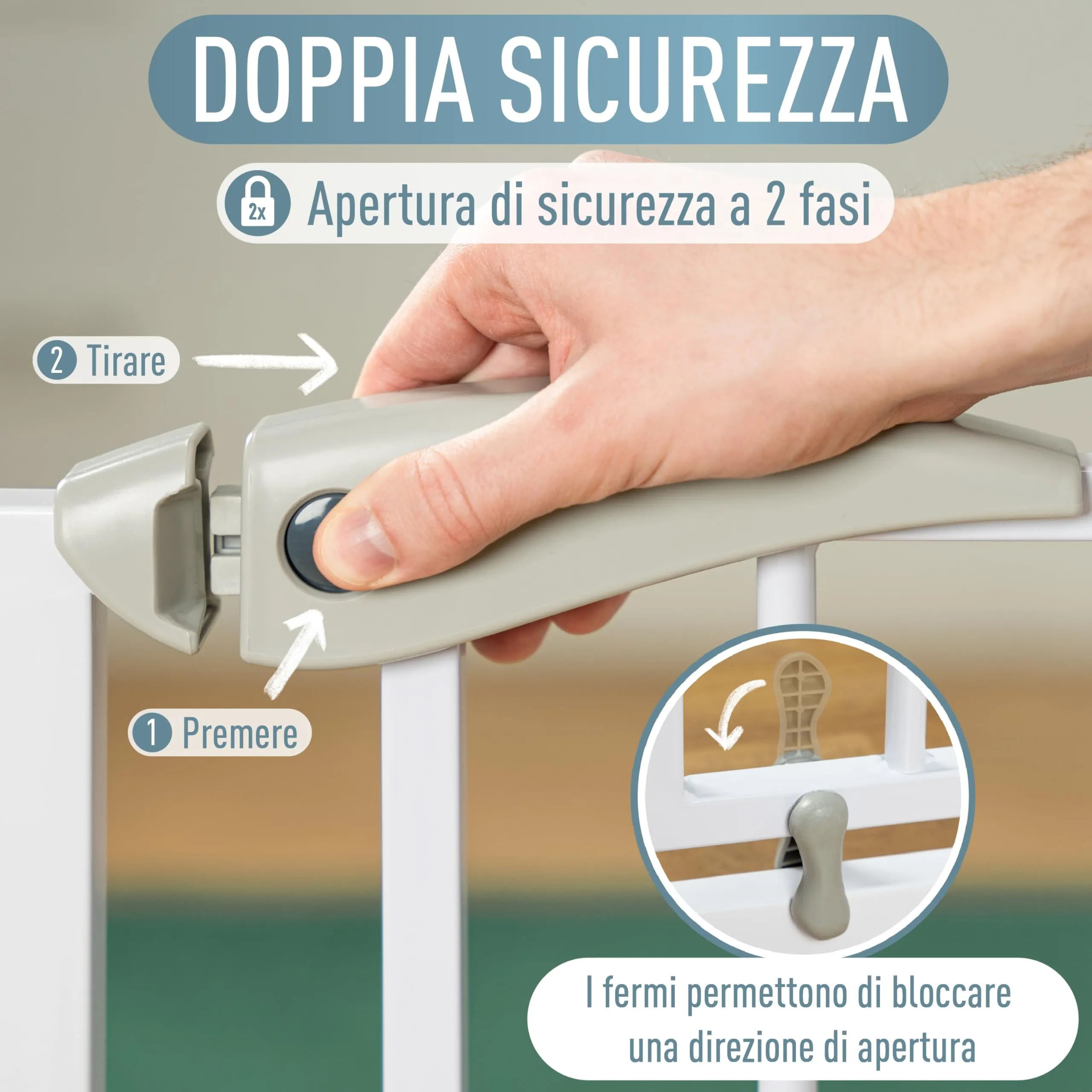 IB Style Cancelletto di Sicurezza Berrin per Bambini, 123-131 cm, Metallo, Bianco - immagine 4