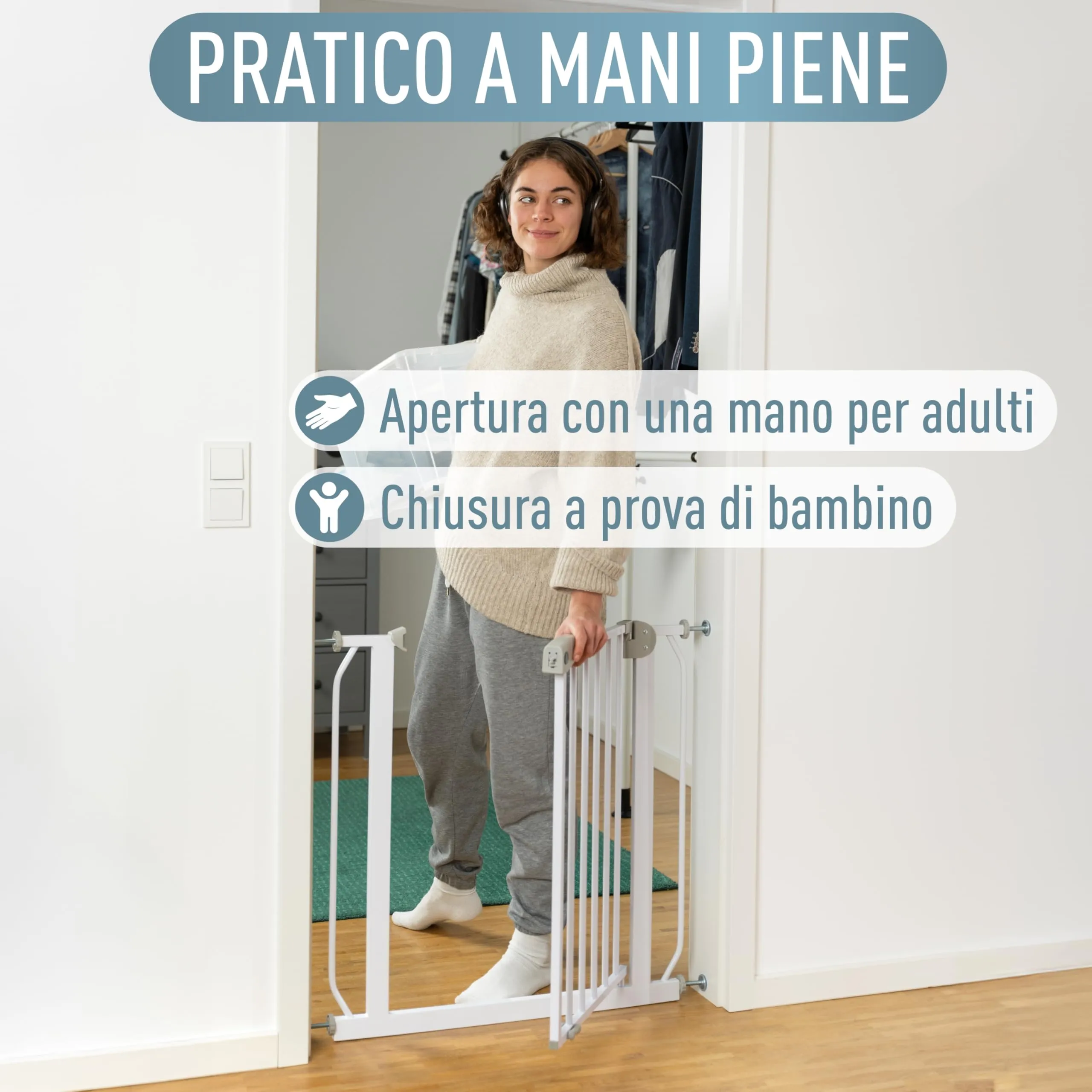 IB Style Cancelletto di Sicurezza Berrin per Bambini, 123-131 cm, Metallo, Bianco - immagine 5