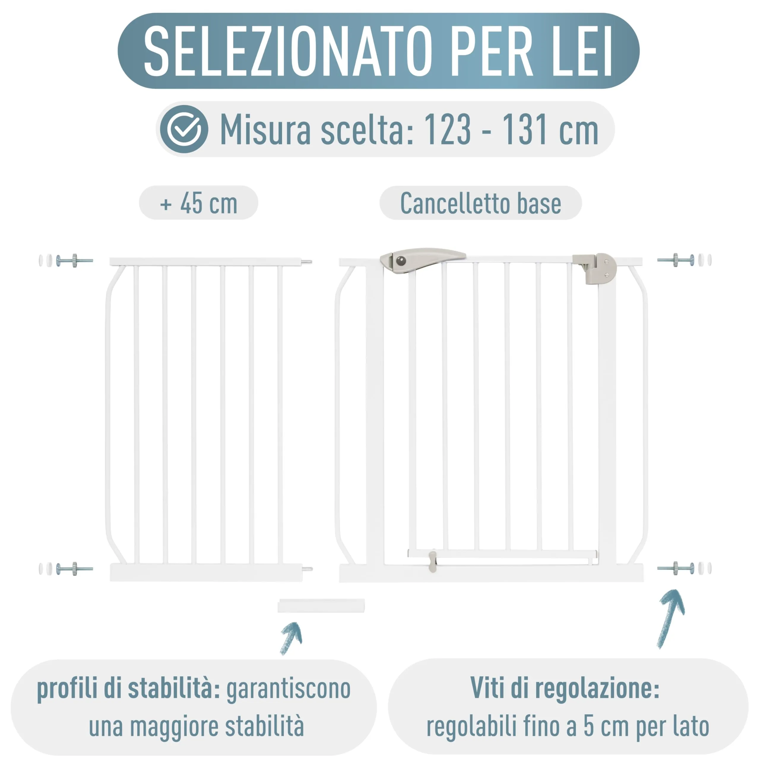 IB Style Cancelletto di Sicurezza Berrin per Bambini, 123-131 cm, Metallo, Bianco - immagine 8
