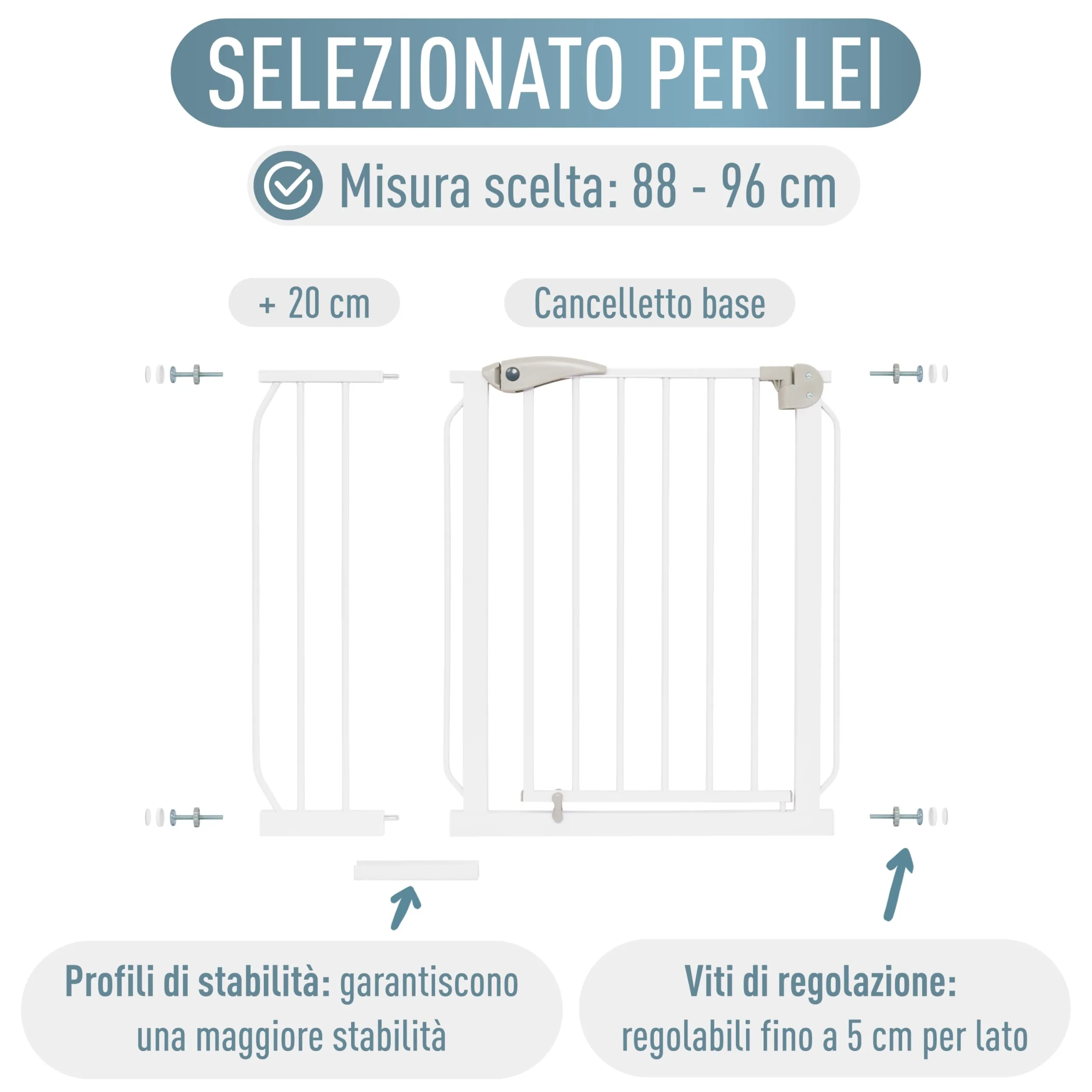 IB-Style Cancelletto di Sicurezza Berrin per Bambini, 88-96 cm, Bianco - immagine 8