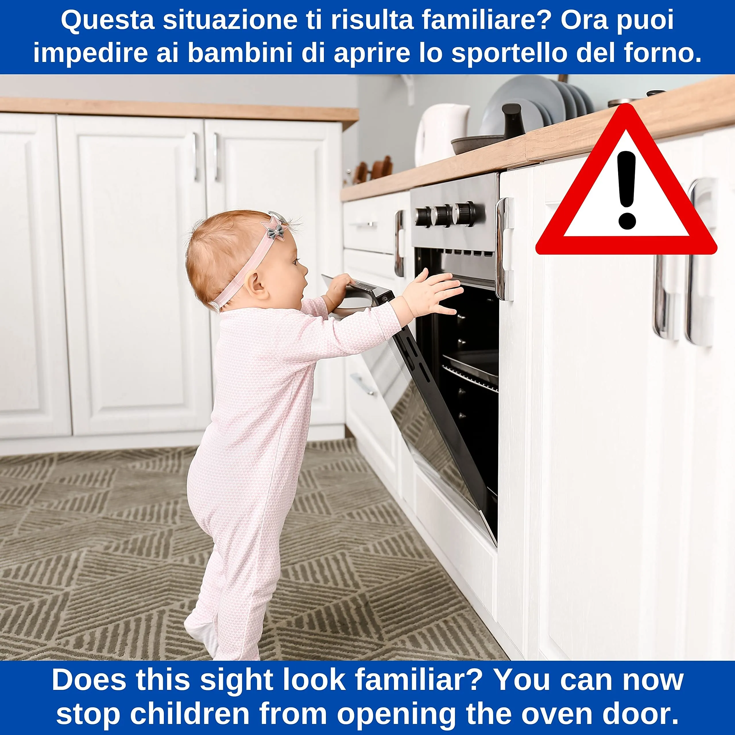 Your Day Mate Blocco Sicurezza Forno con Adesivo Termoresistente e Doppio Pulsante, Nero, 2 pezzi - immagine 2