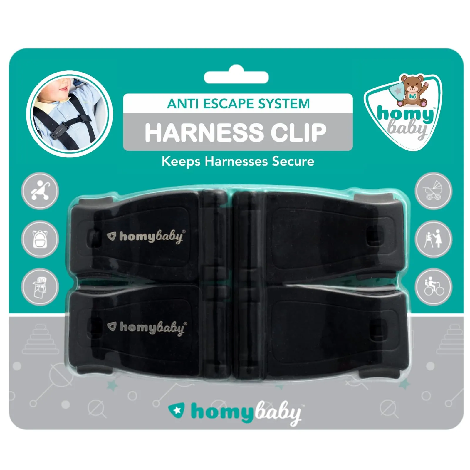 HOMYBABY Dispositivo per Imbracatura Bambini, Fibbia Antifuga Standard, X2 - immagine 1