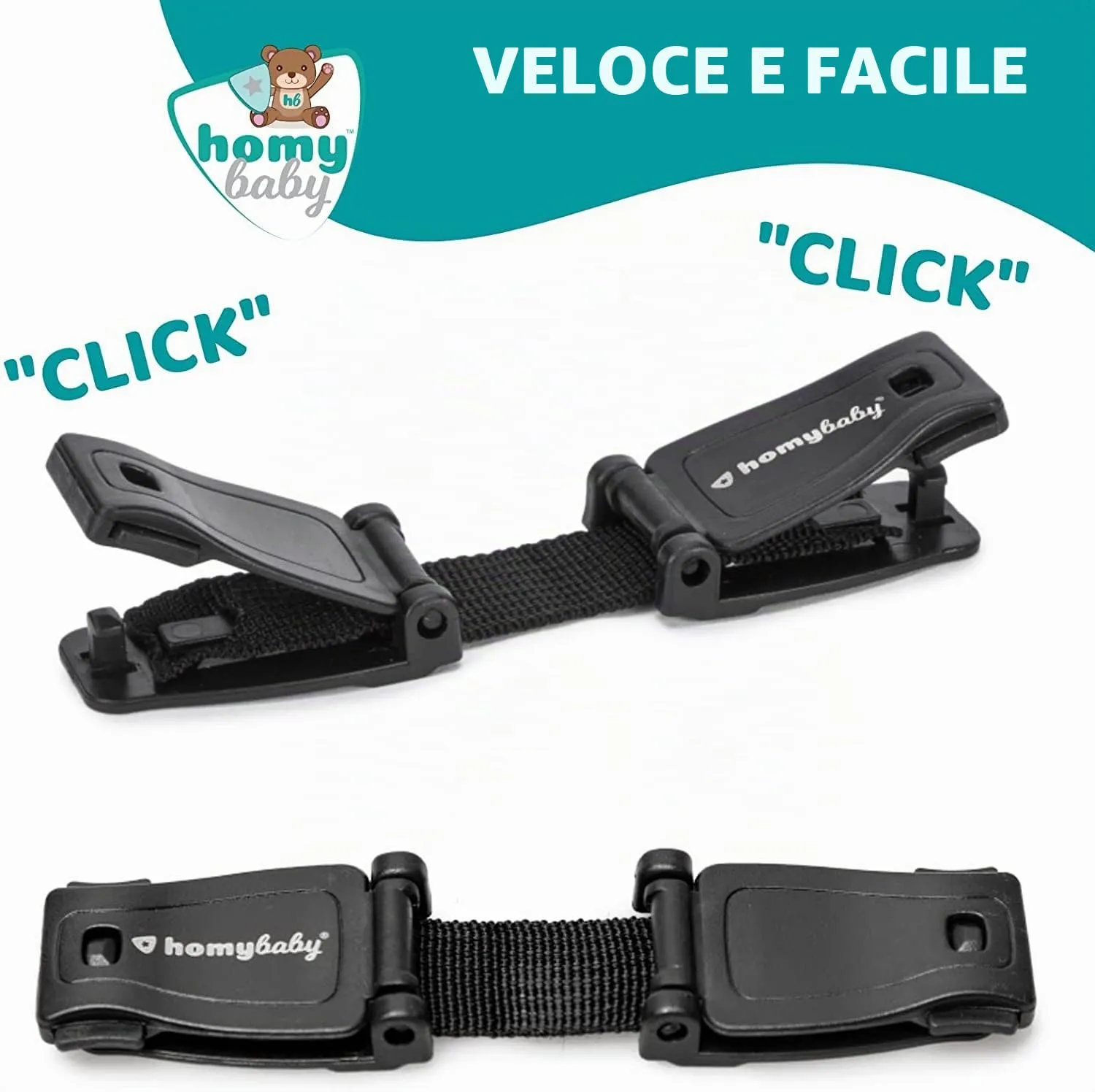 HOMYBABY Dispositivo per Imbracatura Bambini, Fibbia Antifuga Standard, X2 - immagine 3